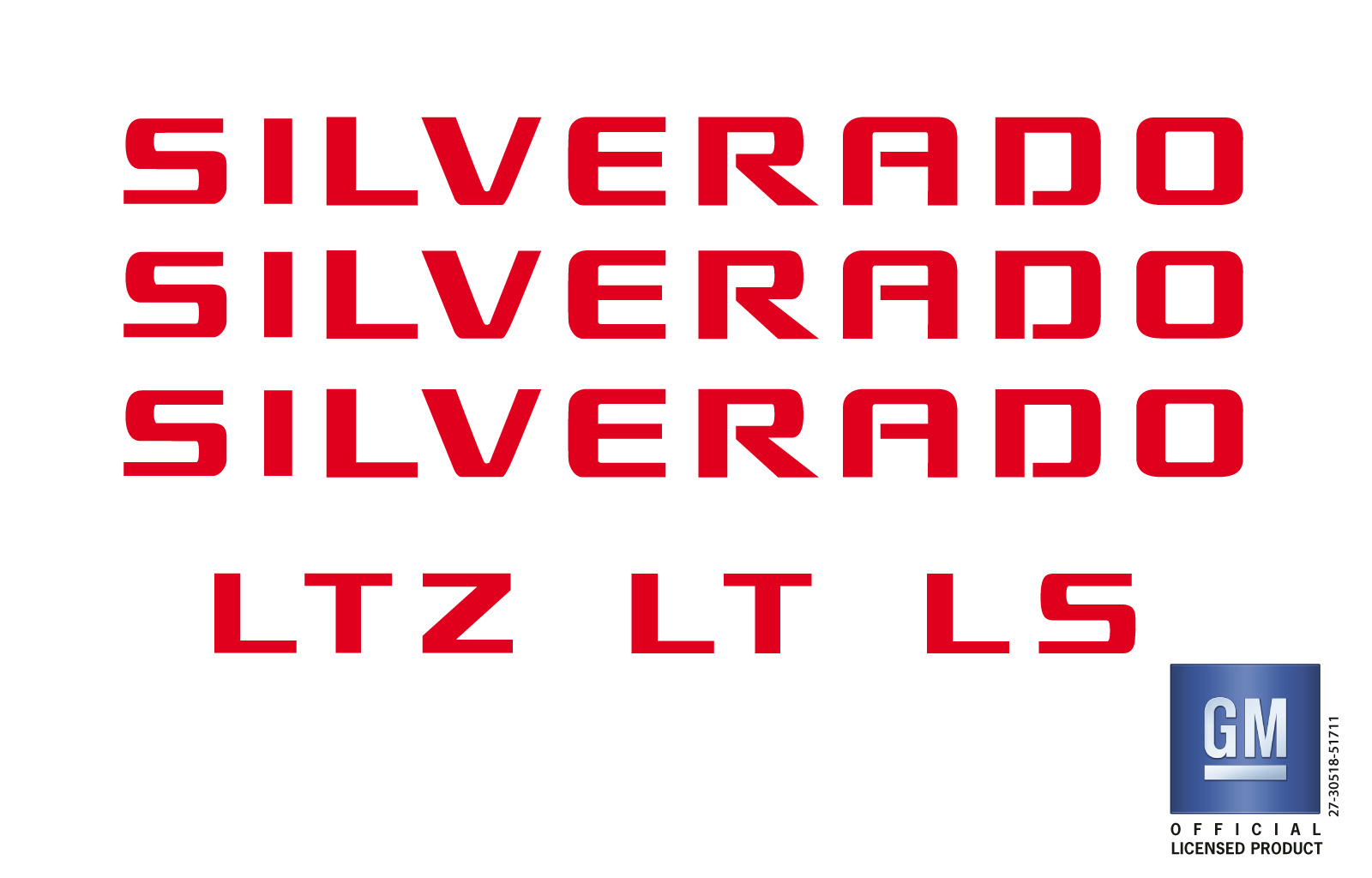 Chevrolet Silverado Red Emblem Overlay Decals Kit