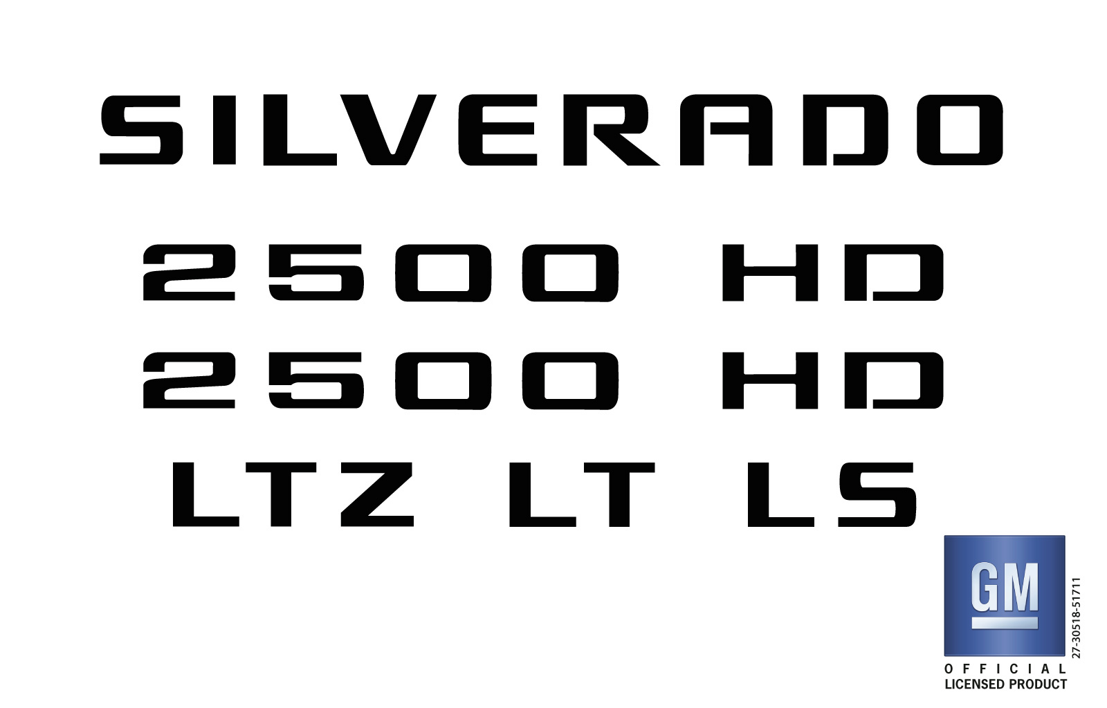 Chevrolet Silverado 2500 HD Black Emblem Overlay Decals