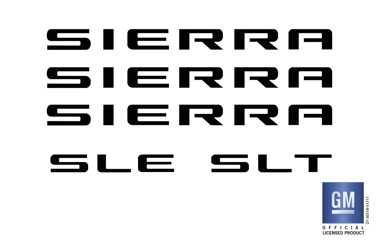 GMC SIERRA Emblem Overlay Decal Letter Set