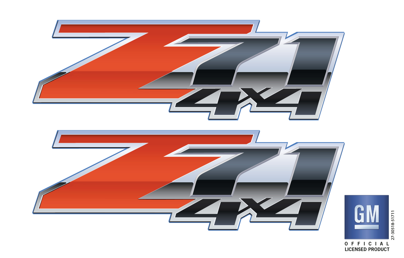 Chevrolet Silverado Red Z71 4X4 Bedside Decals Set of 2