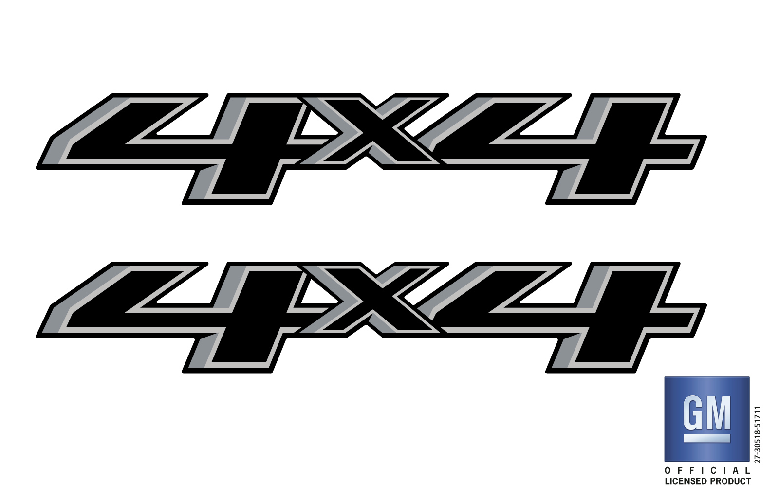 Chevrolet Silverado Black/Silver 4X4 Bedside Decals Set of 2
