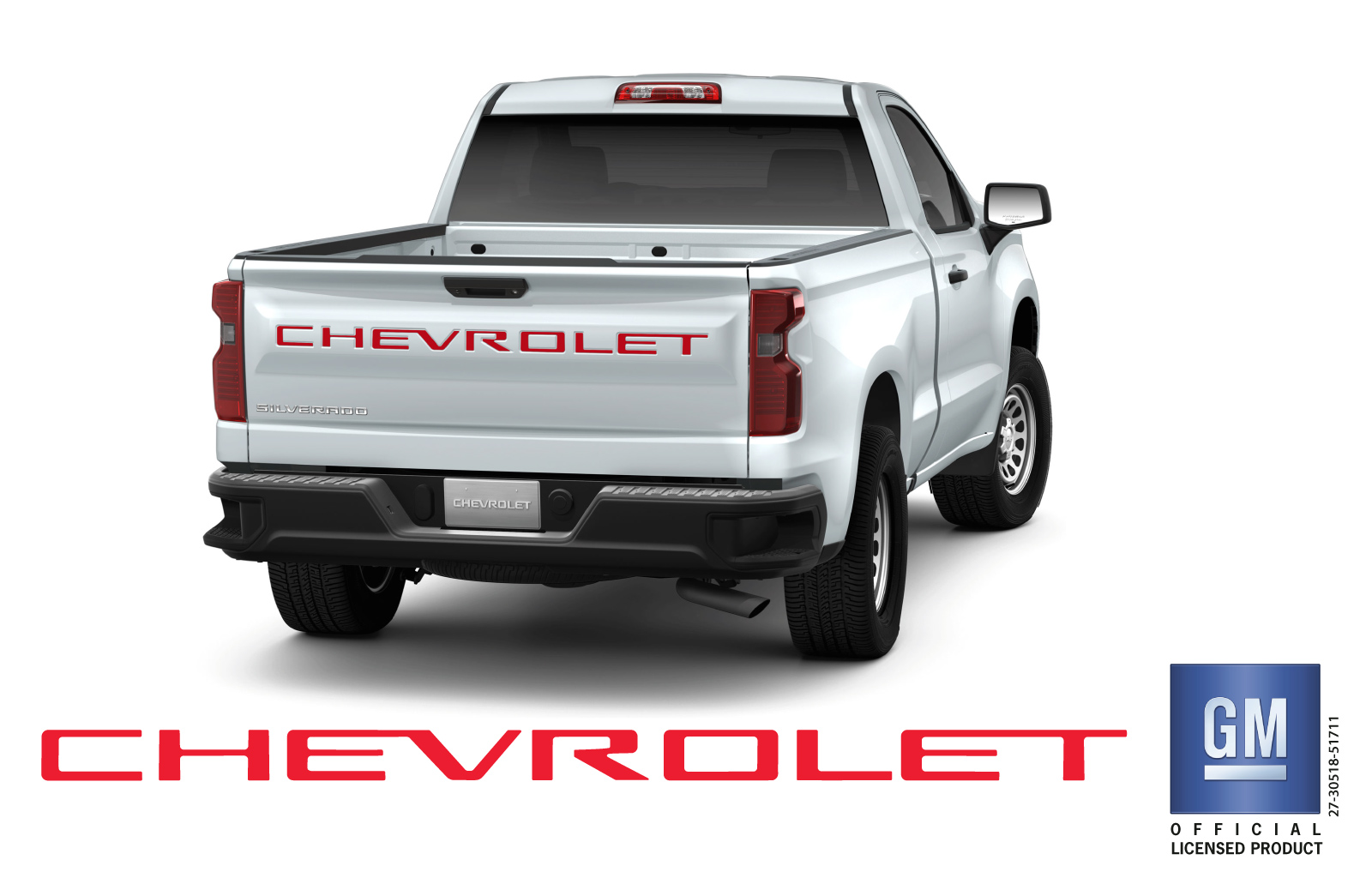 Chevrolet Silverado Red Rigid Plastic Chevrolet Tailgate Lettering Kit