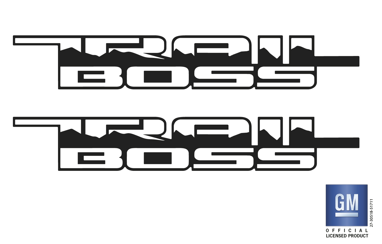 Chevrolet Silverado Matte Black Trail Boss Bedside Decals Set of 2