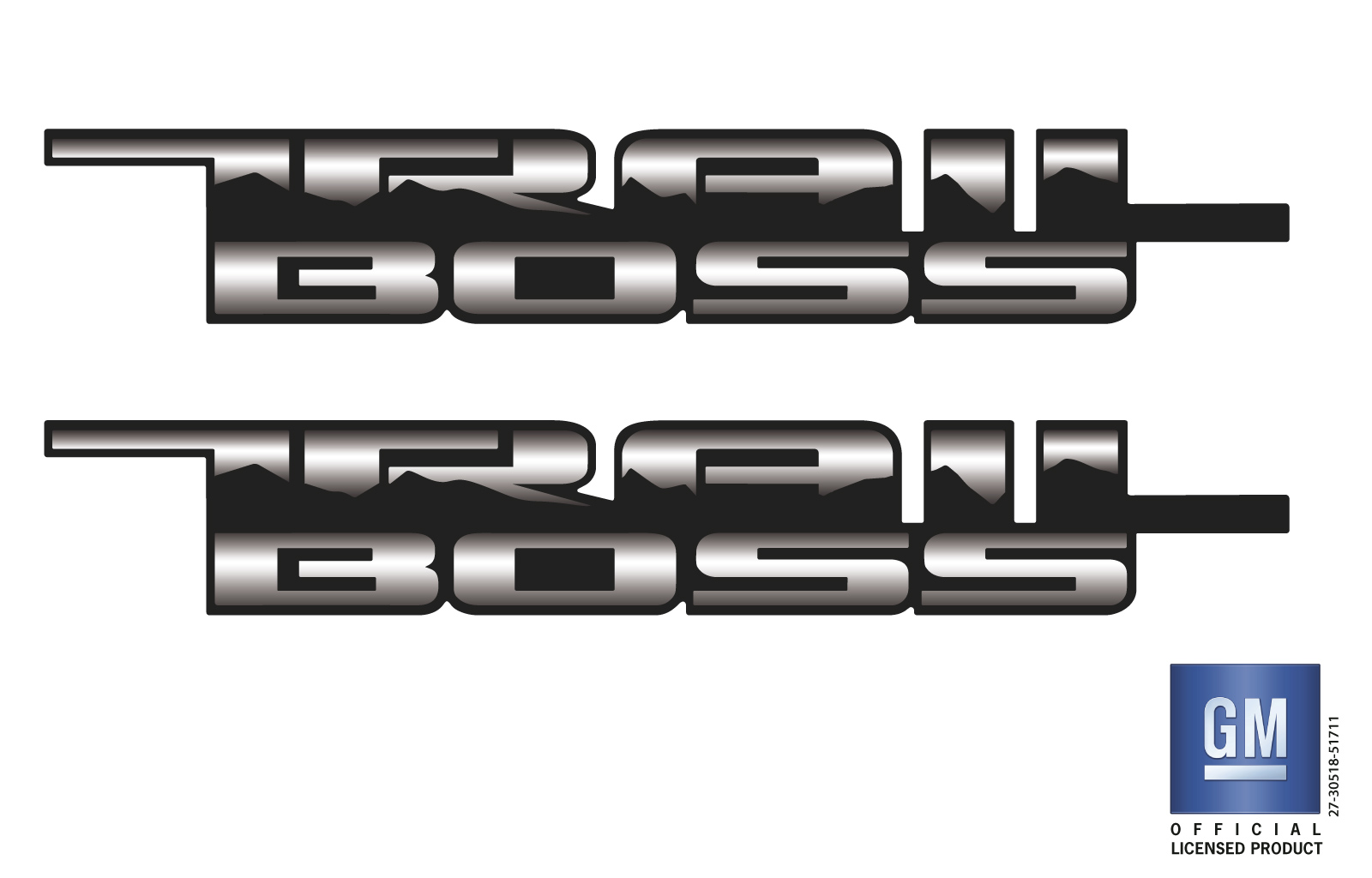 Chevrolet Silverado Silver/Black Trail Boss Bedside Decals Set of 2