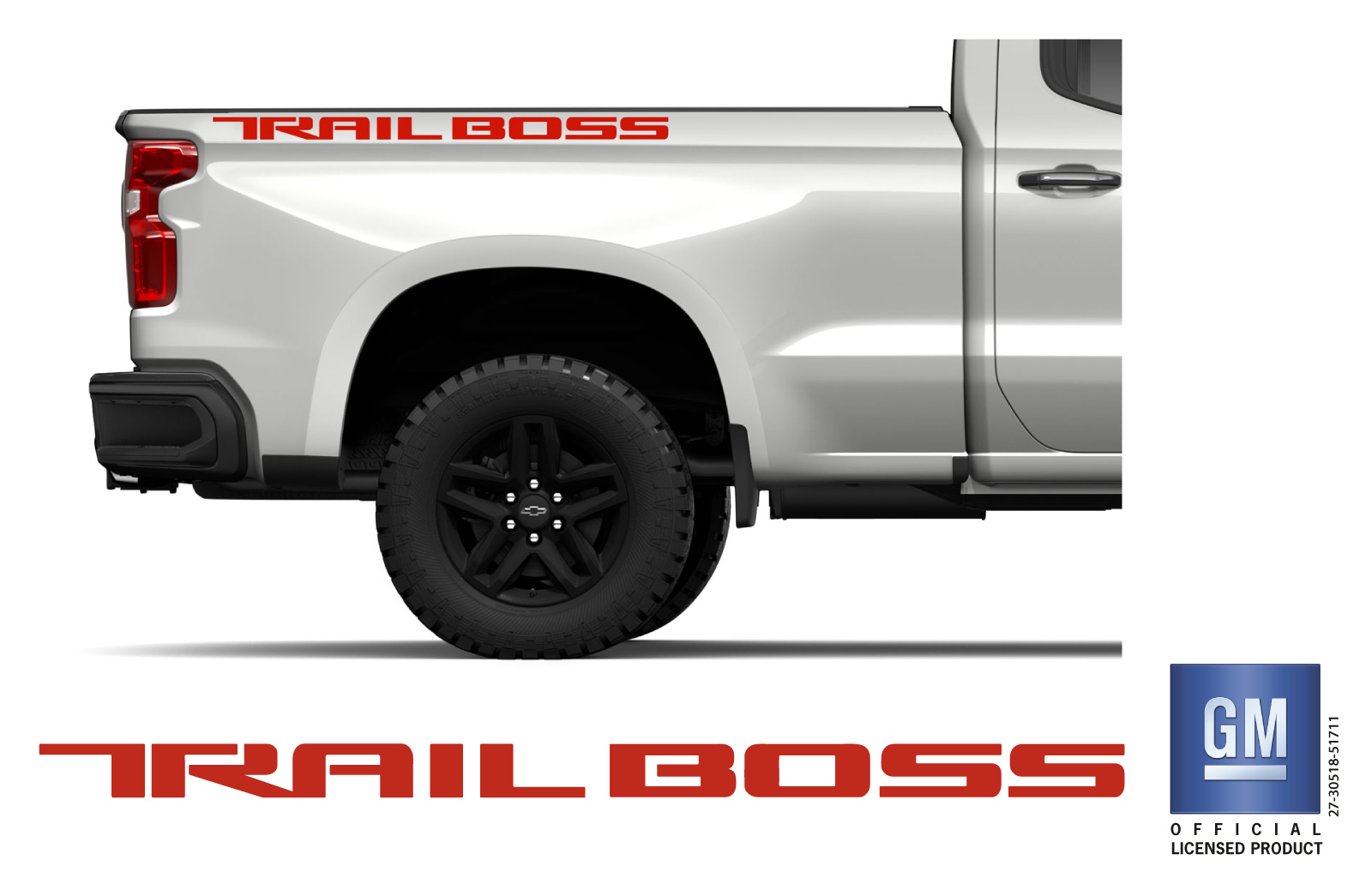 Chevrolet Silverado Red Trail Boss Bedside Lettering Decals Set of 2