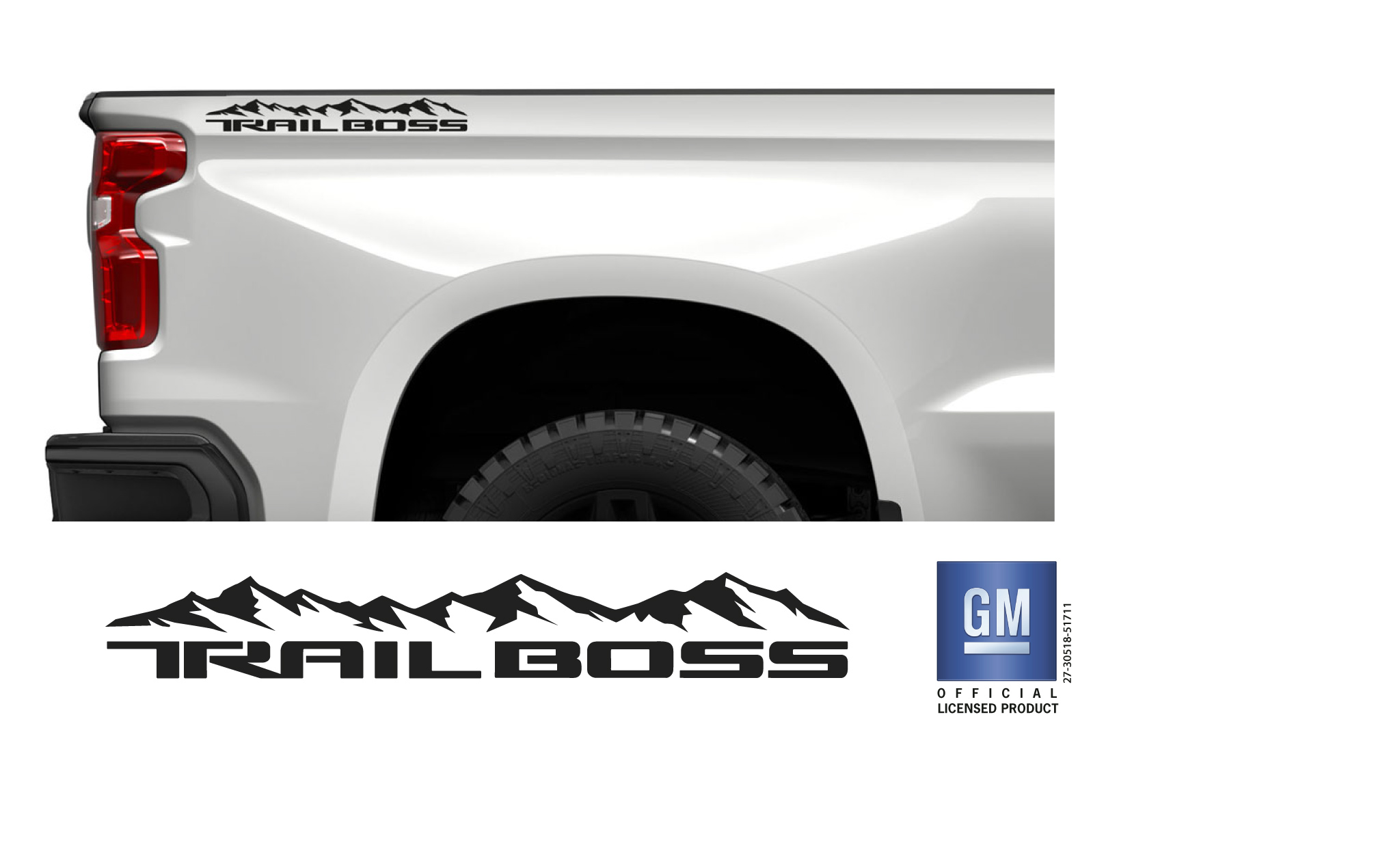 Chevrolet Silverado Matte Black Mountain Trail Boss Bedside Decals Set of 2