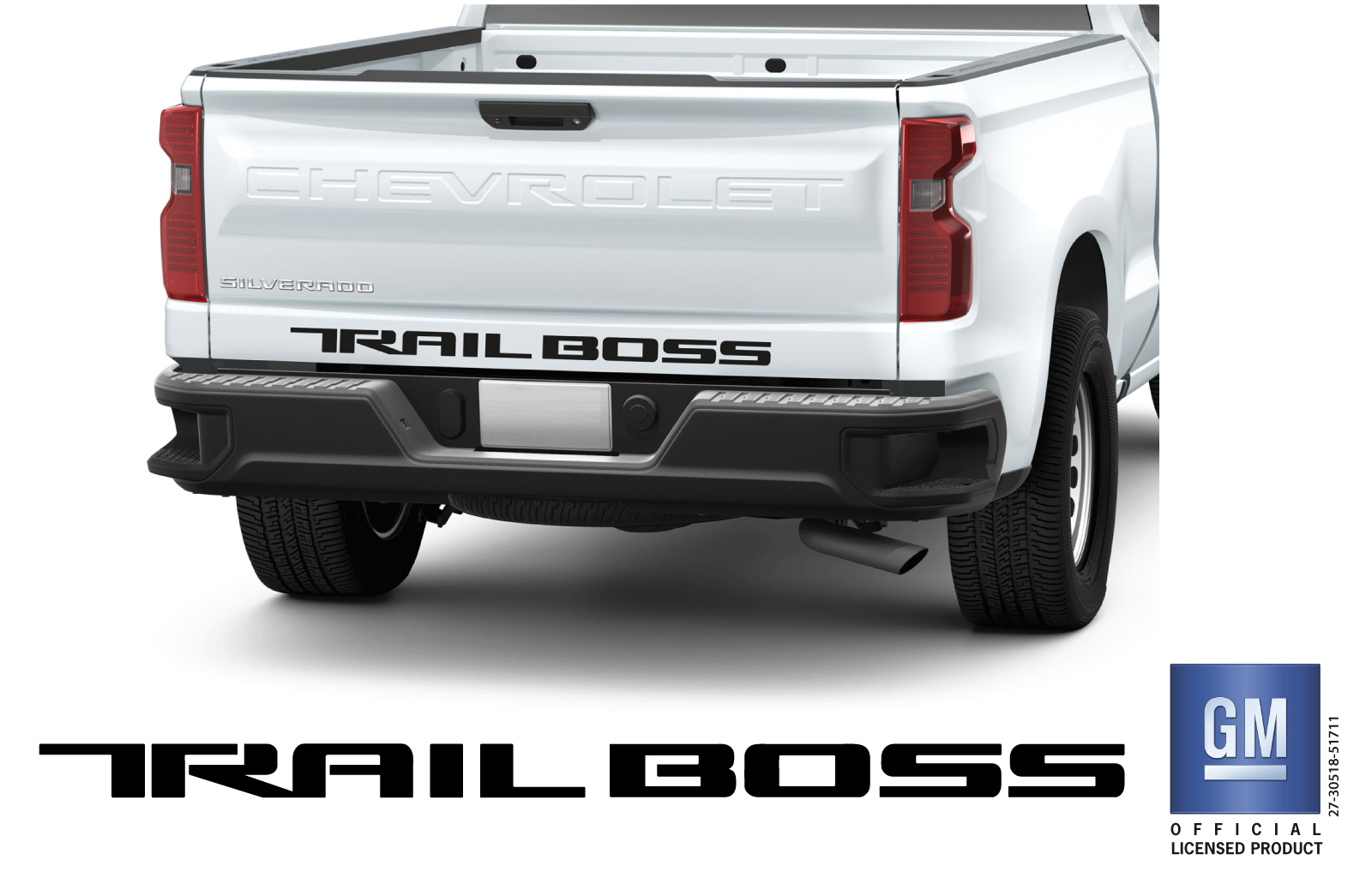 Chevrolet Silverado Matte Black Trail Boss Tailgate Lettering Decal