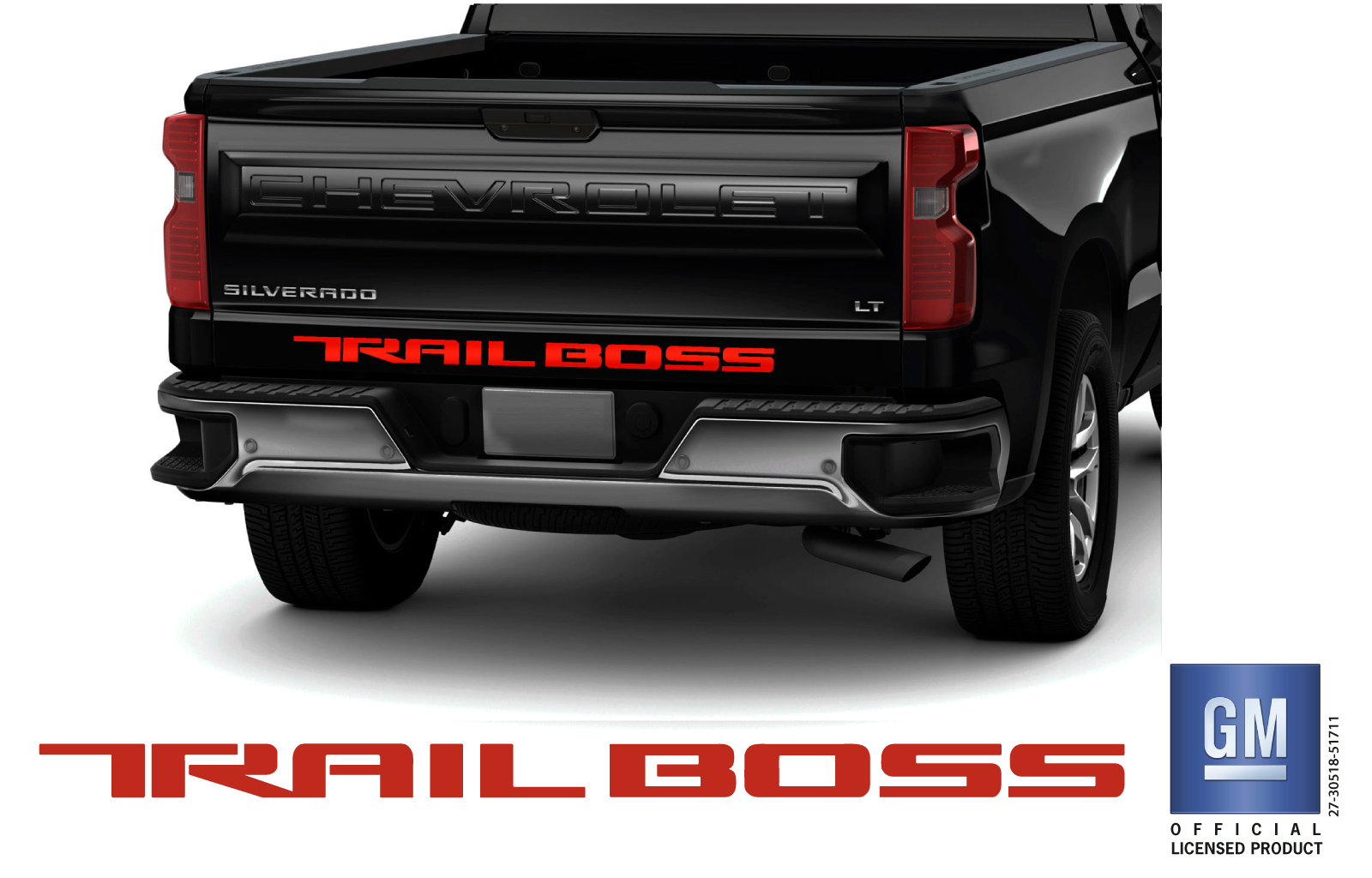 Chevrolet Silverado Red Trail Boss Tailgate Lettering Decal