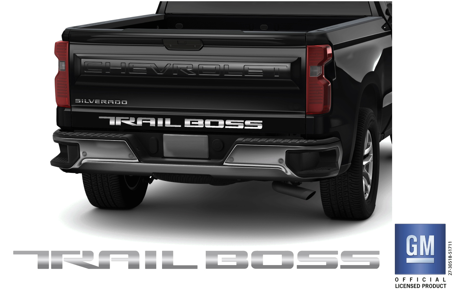Chevrolet Silverado Silver Trail Boss Tailgate Lettering Decal