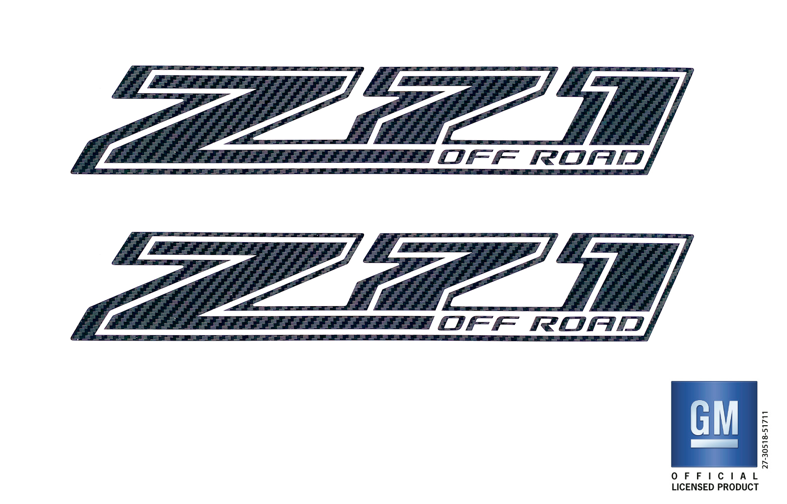Chevrolet Colorado Black Carbon Fiber Z71 Off Road Bedside Decals Set of 2
