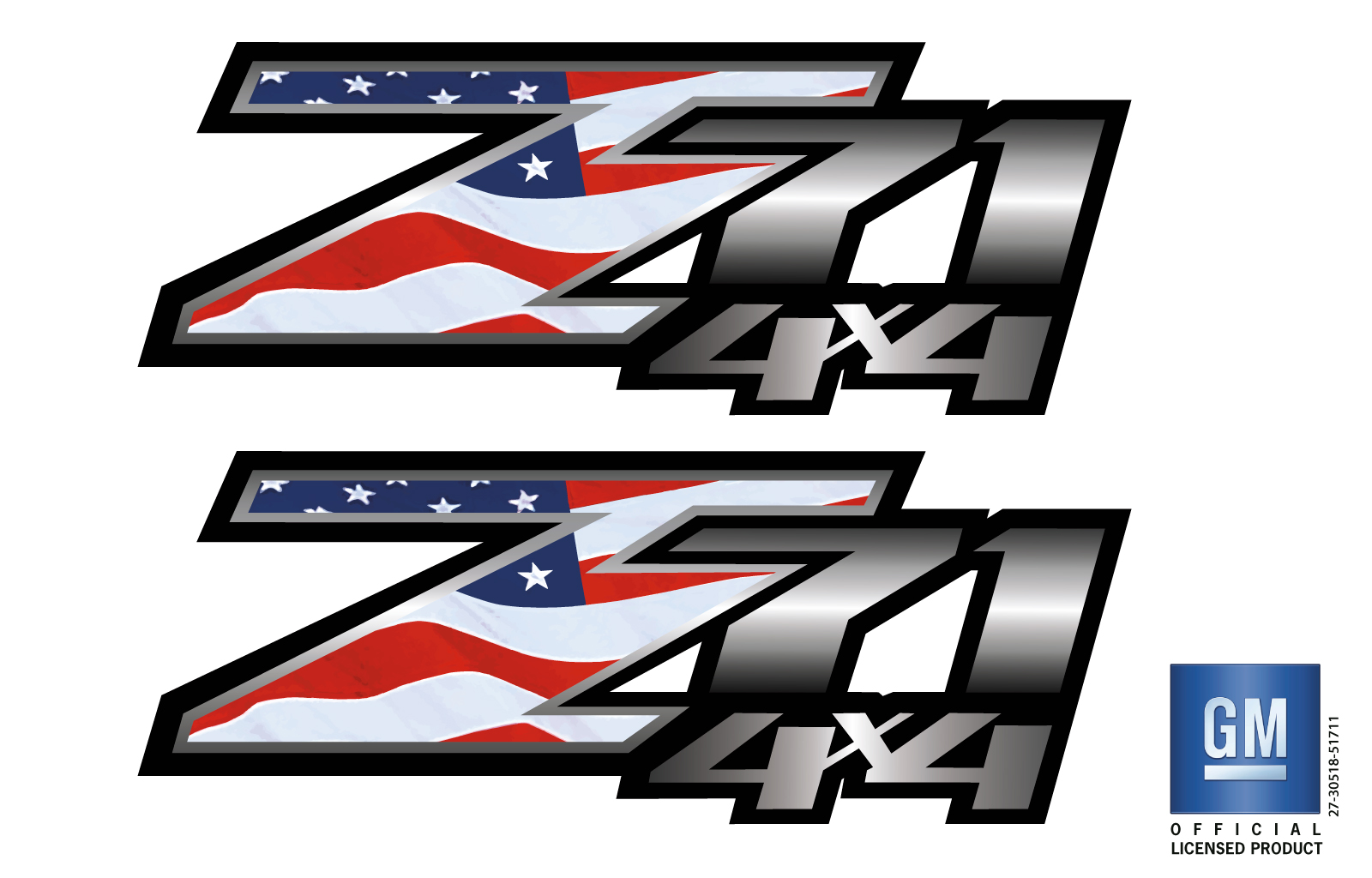 Chevrolet Silverado GMC Sierra American Flag Z71 4X4 Bedside Decals Set of 2