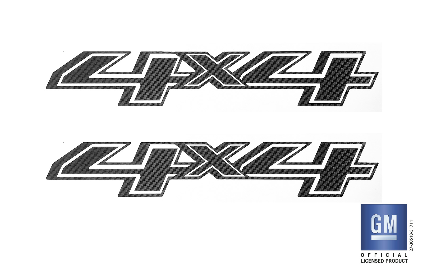 Chevrolet Silverado Black Carbon Fiber 4X4 Bedside Decals Set of 2
