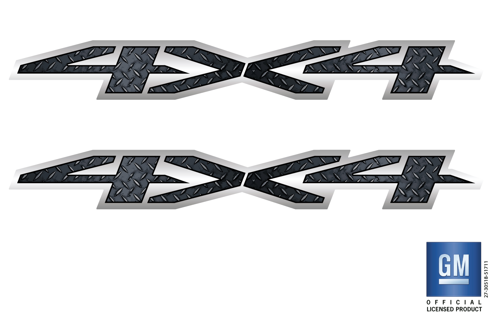 Chevrolet Silverado Black Diamond Plate 4X4 Bedside Decals Set of 2