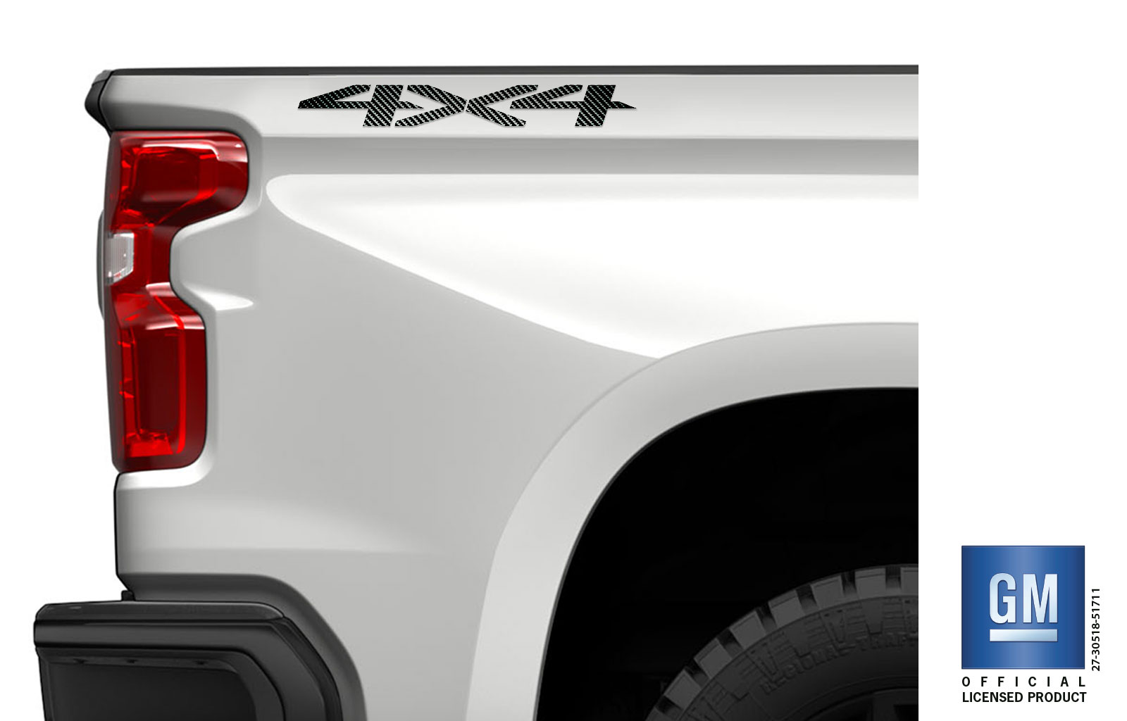 Chevrolet Silverado Black Carbon Fiber 4X4 Bedside Decals Set of 2