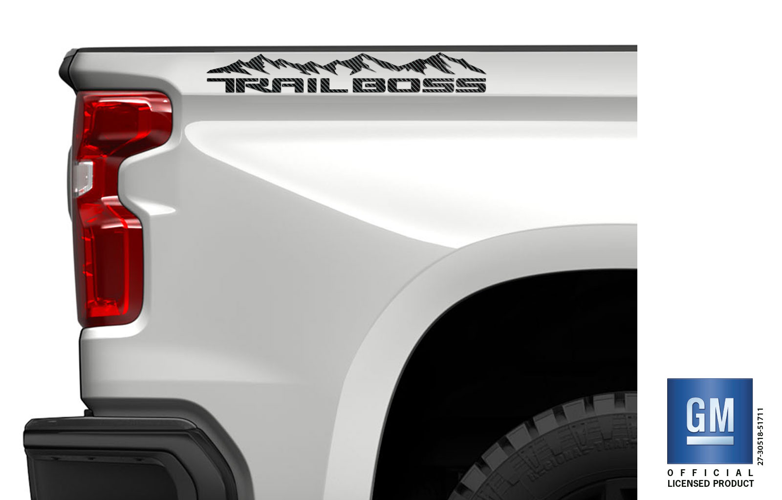 Chevrolet Silverado Carbon Fiber Mountain Trail Boss Bedside Decals Set of 2