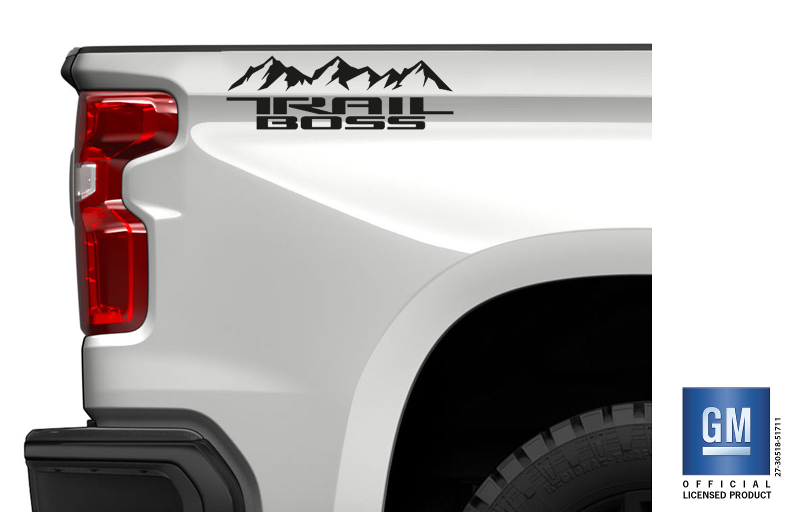 Chevrolet Silverado Matte Black Mountain Trail Boss Bedside Decals Set of 2