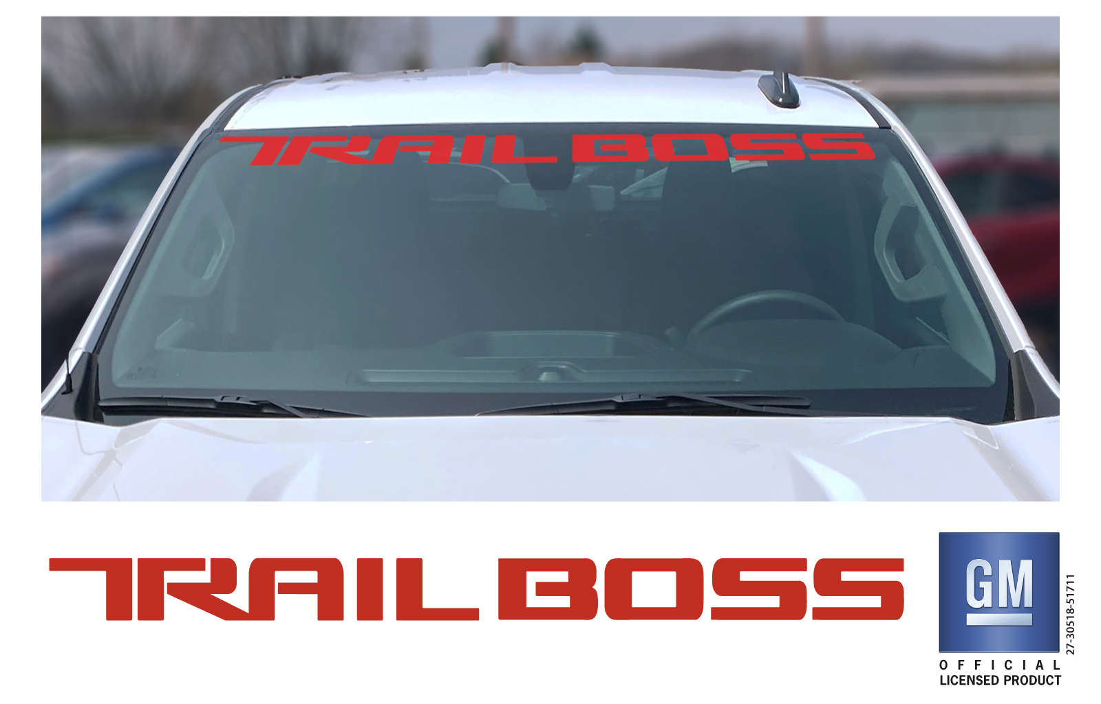 Chevrolet Silverado Red TRAIL BOSS Windshield Banner Decal