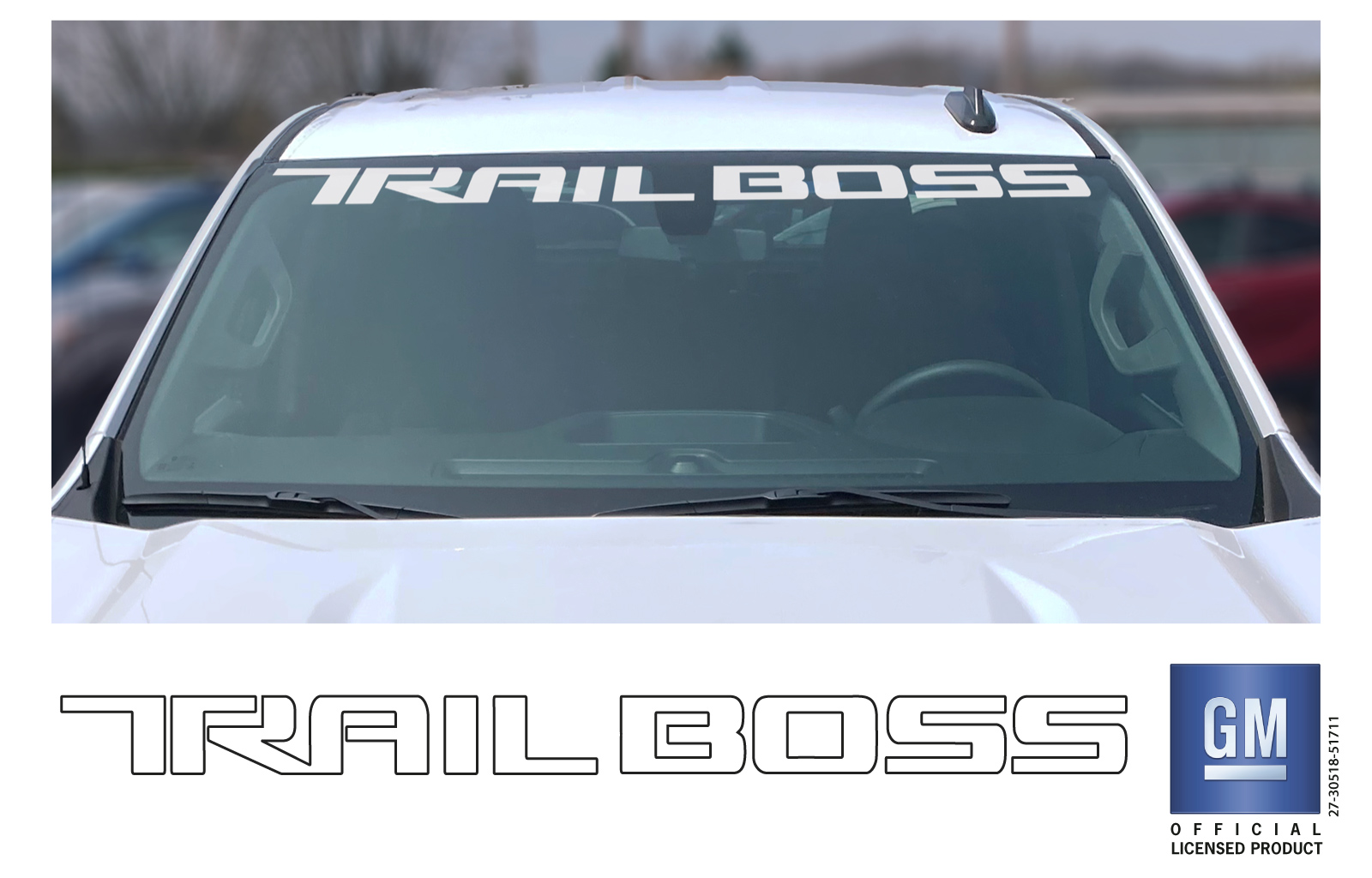Chevrolet Silverado White TRAIL BOSS Windshield Banner Decal