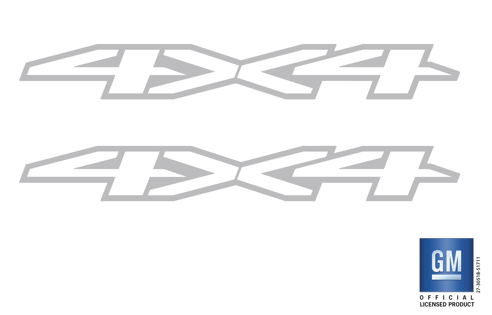 Chevrolet Silverado Silver 4X4 Bedside Decals Set of 2