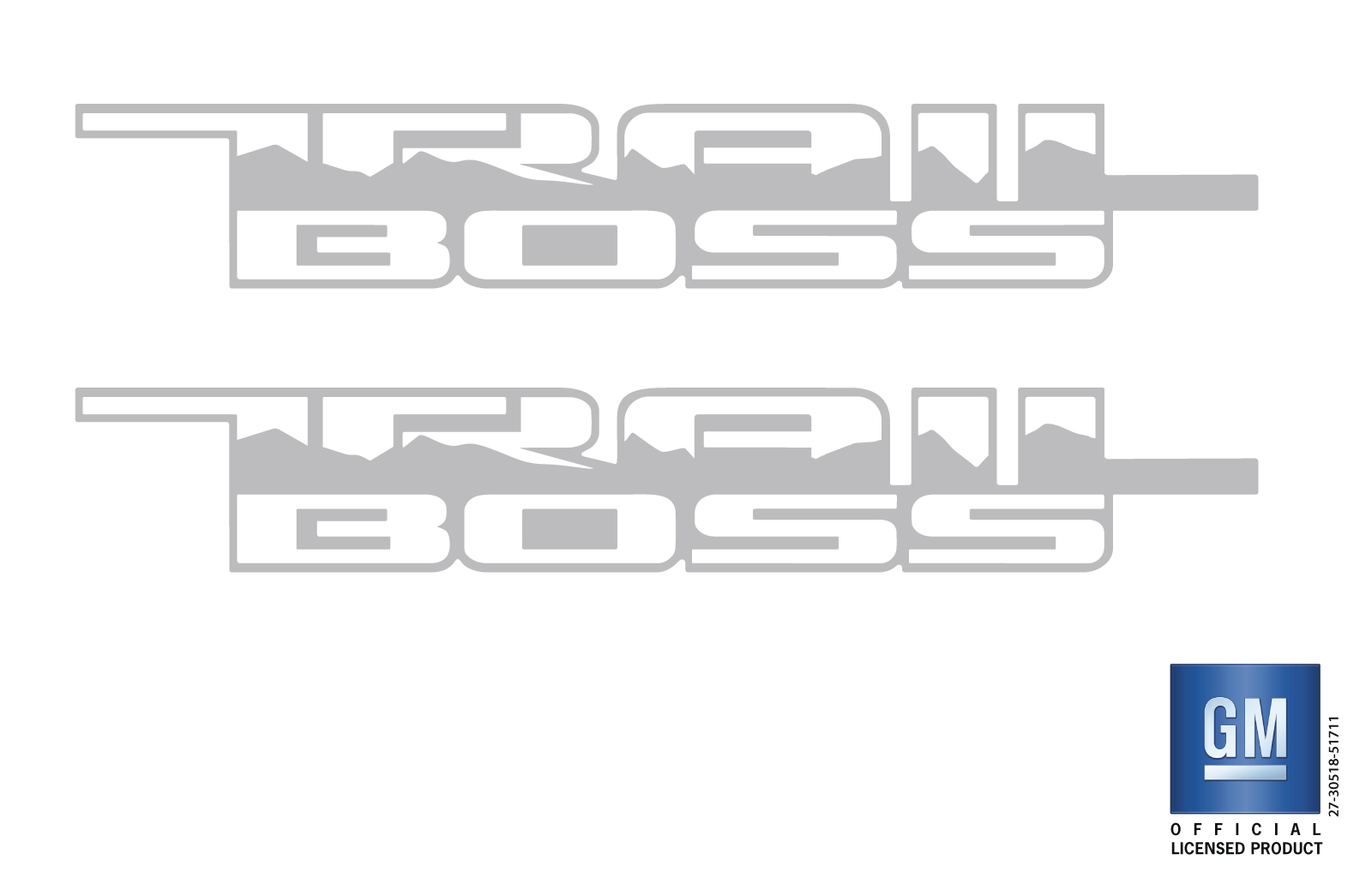 Chevrolet Silverado Silver TRAIL BOSS Z71 Bedside Decals Set of 2
