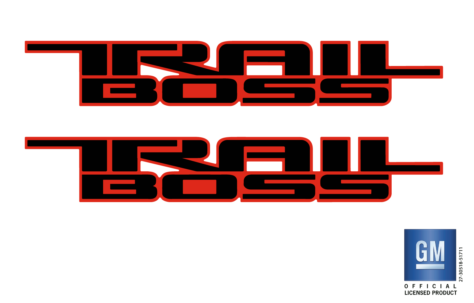 Chevrolet Silverado Black/Red TRAIL BOSS Bedside Decals Set of 2