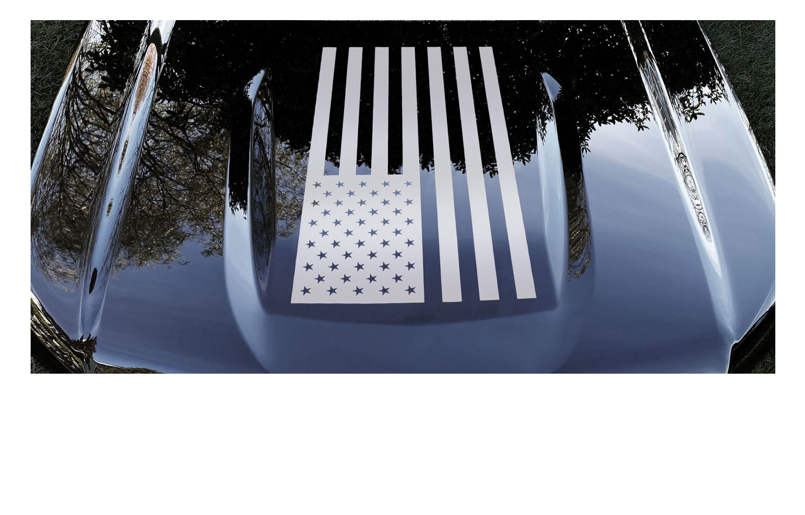Chevrolet Silverado Silver American Flag Hood Decal Graphic