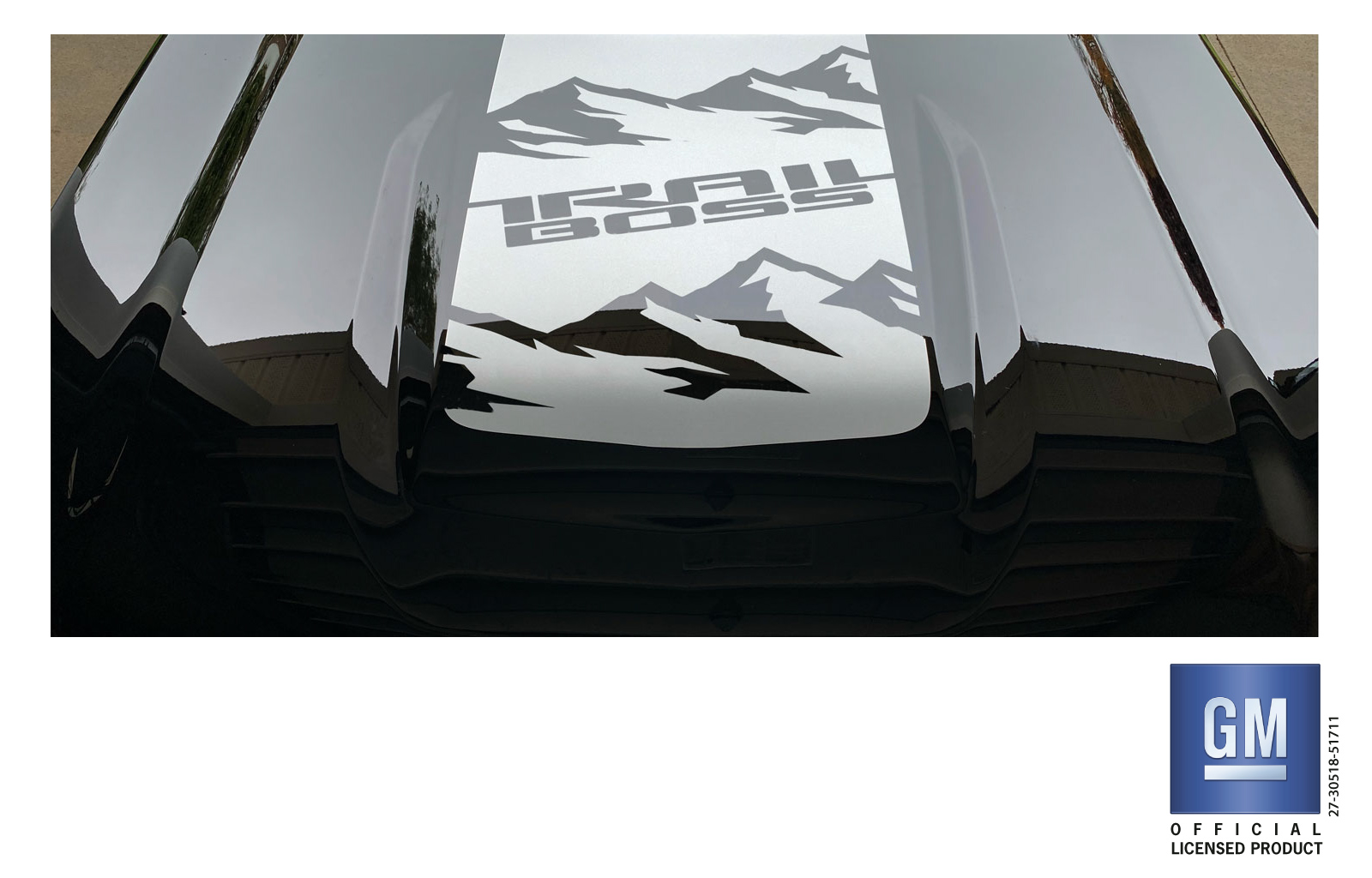Chevrolet Silverado Silver Mountain Trail Boss Hood Decal