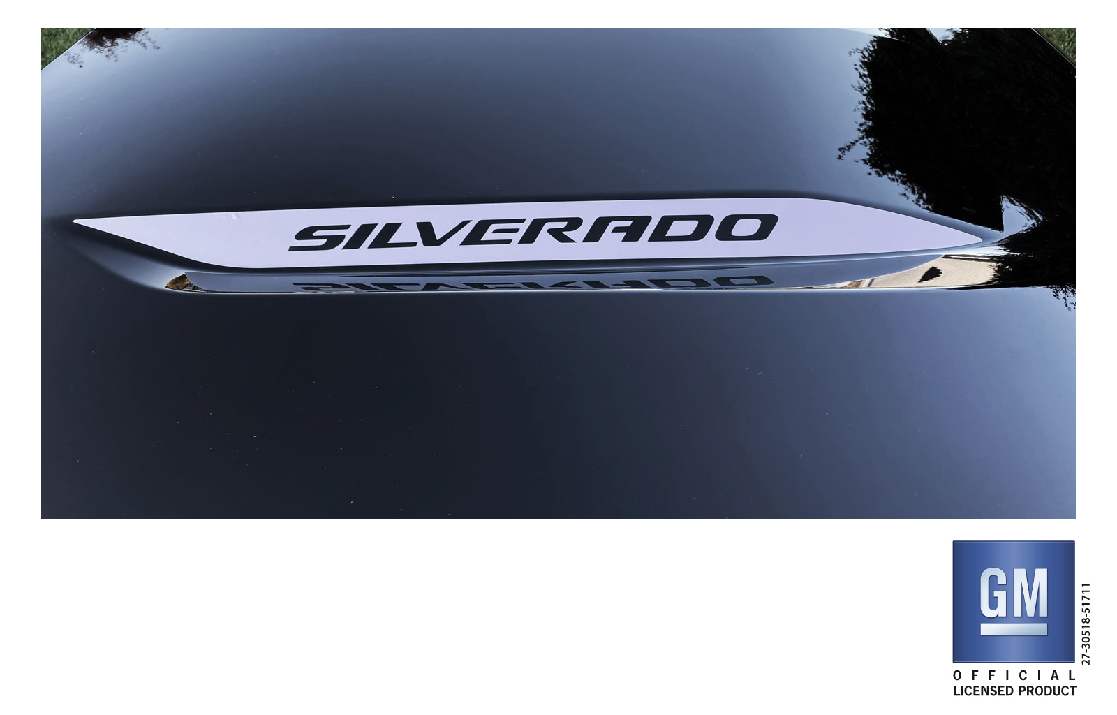 Chevrolet Silverado Silver Hood Decals Set of 2