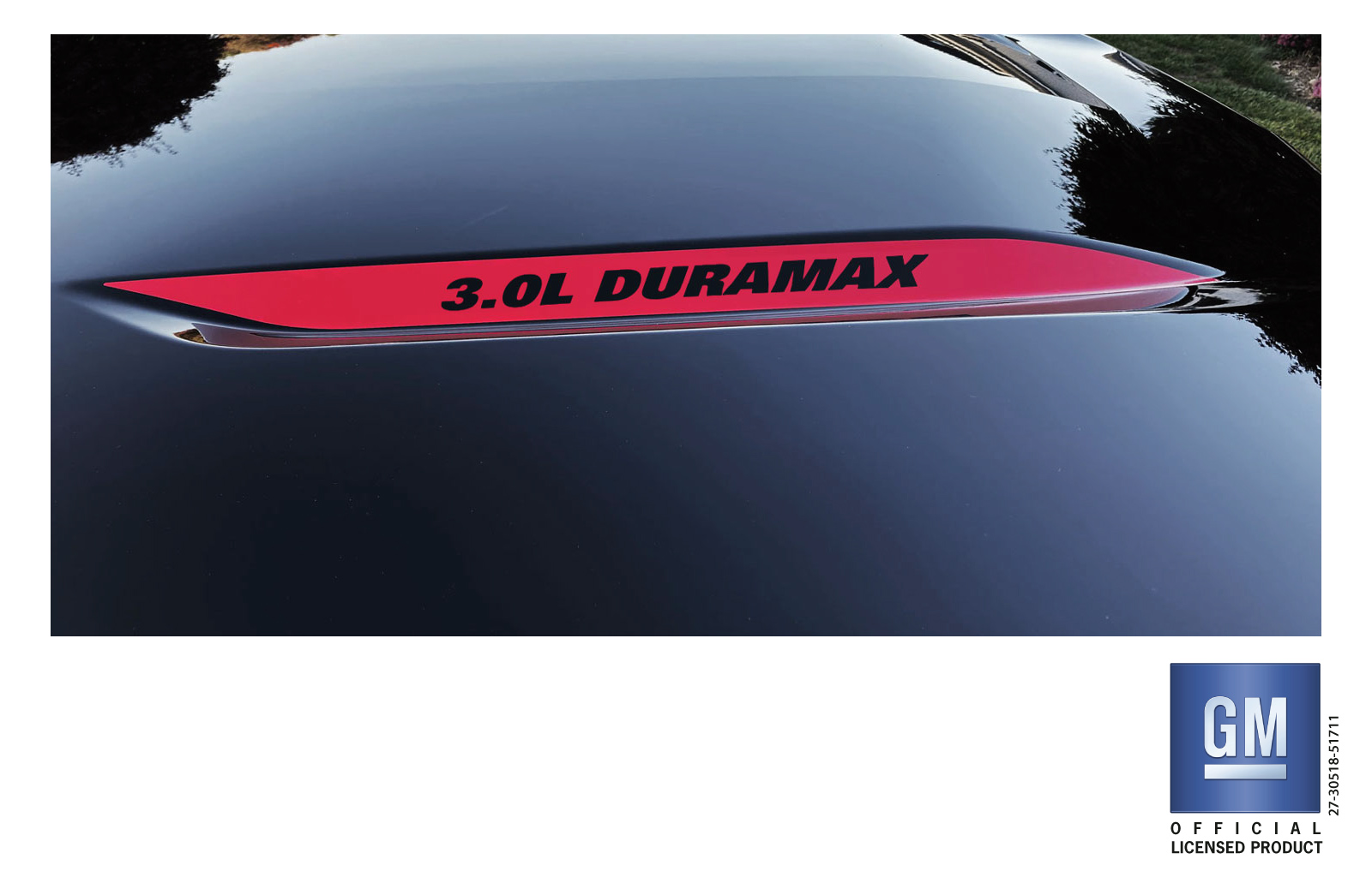 Chevrolet Silverado Red 3.0L DURAMAX Hood Lettering Decals Set of 2