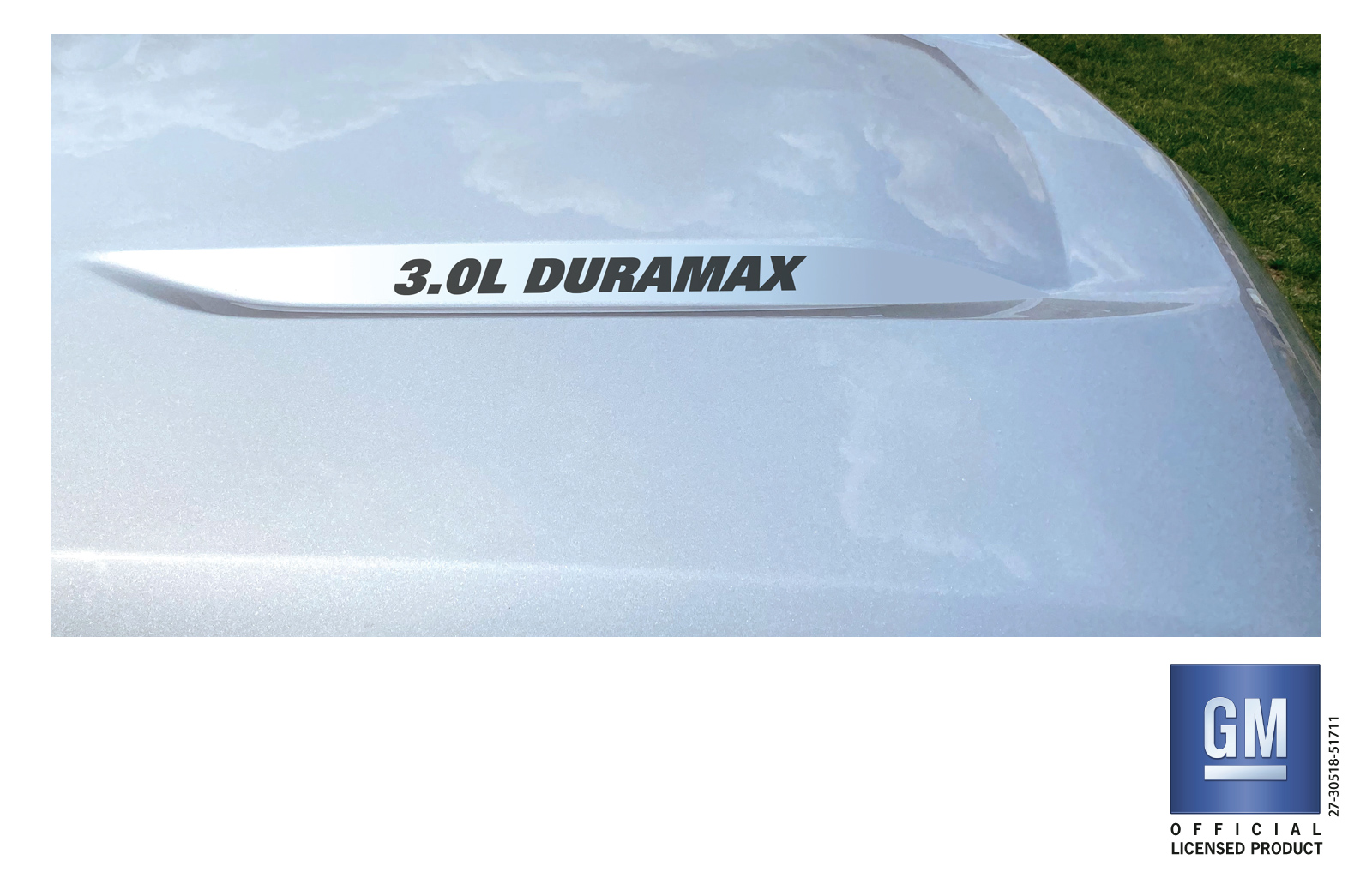 Chevrolet Silverado Matte Black 3.0L DURAMAX Hood Lettering Decals Set of 2