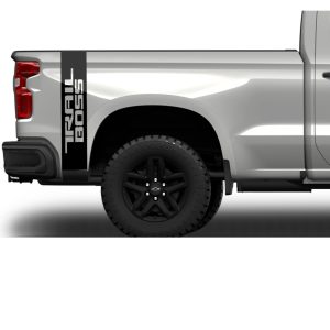 Vertical matte black trail boss bedside decal