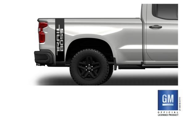 Vertical matte black trail boss bedside decal