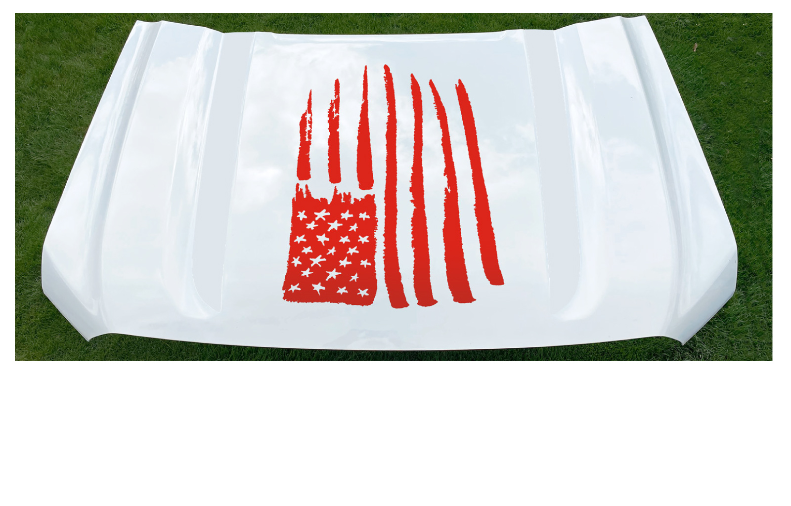 GMC Sierra RED Distressed Flag Hood Decal Graphic