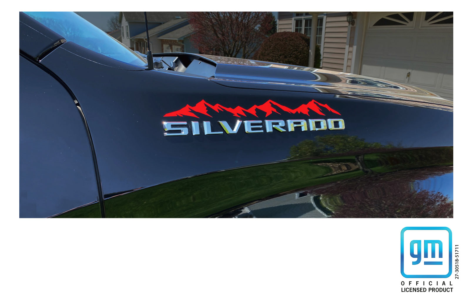 Chevrolet Silverado Red Mountain Range Emblem Enhancement Decals Set of 3