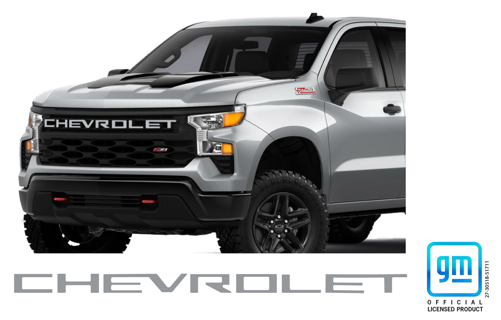 Chevrolet Silverado Silver Ice Trail Boss Grille Lettering Overlay Decals