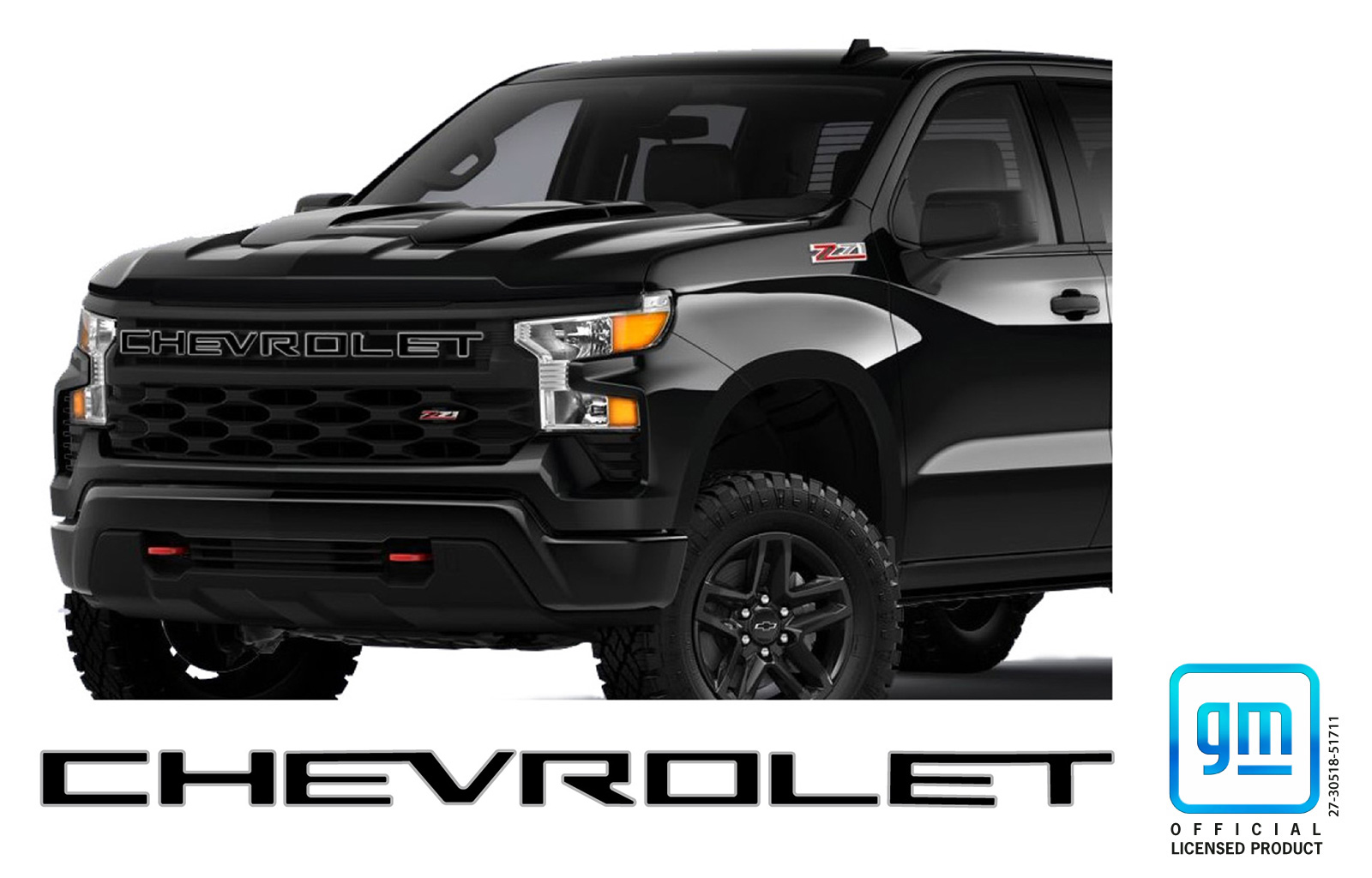 Chevrolet Silverado Black Silver Trail Boss Grille Lettering Decal Kit