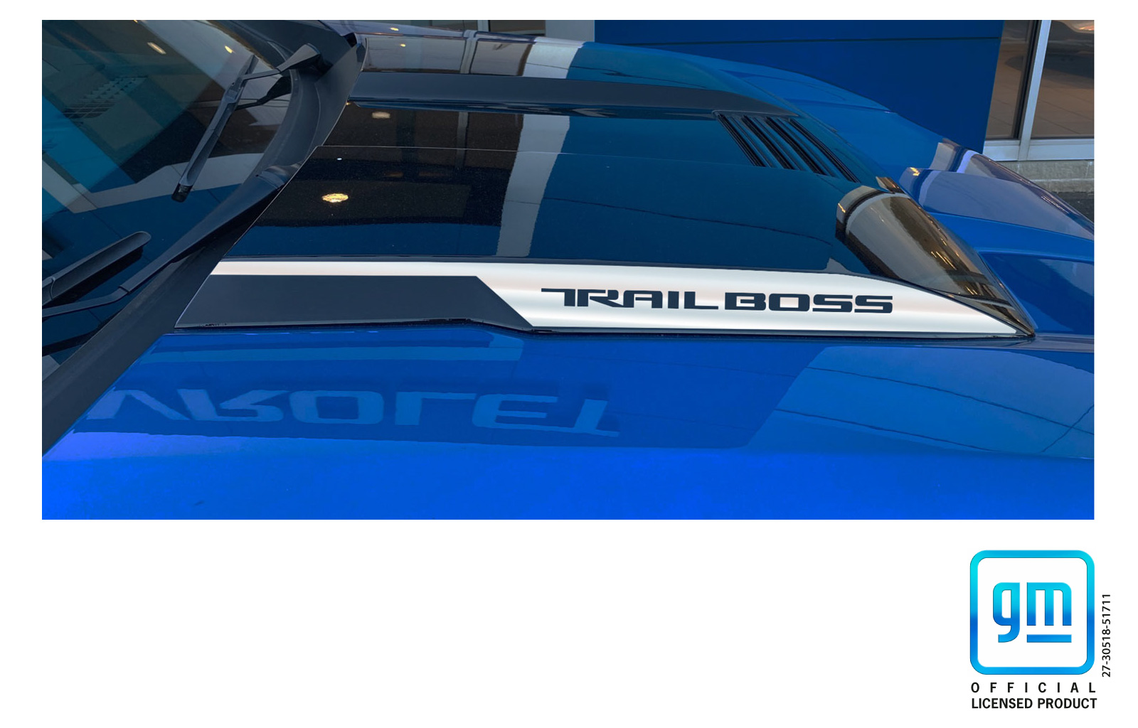 Chevrolet Silverado Trail Boss Chrome Hood Scoop Decals Set of 2