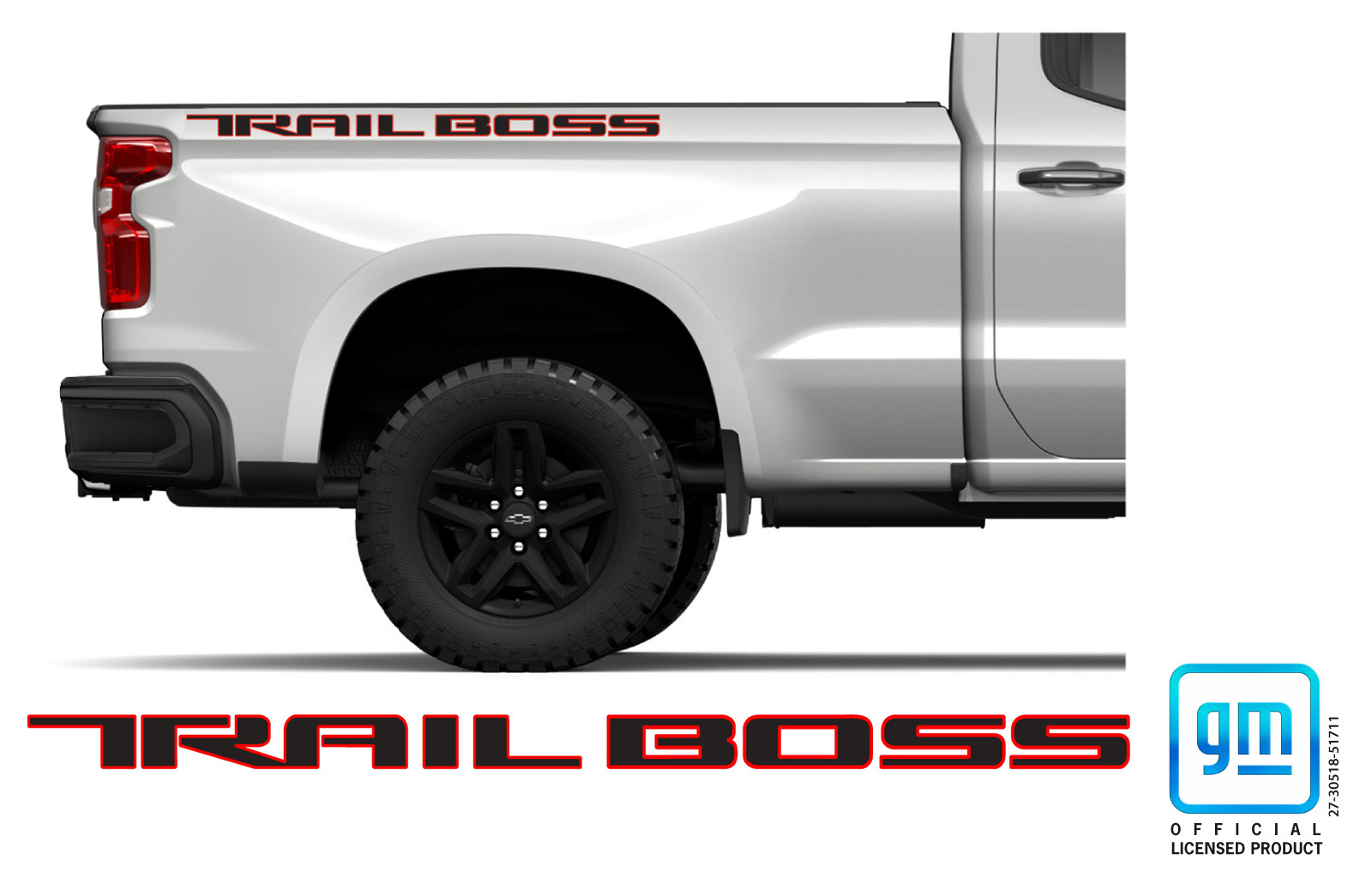 Chevrolet Silverado Red Line TRAIL BOSS Bedside Lettering Decals Set of 2
