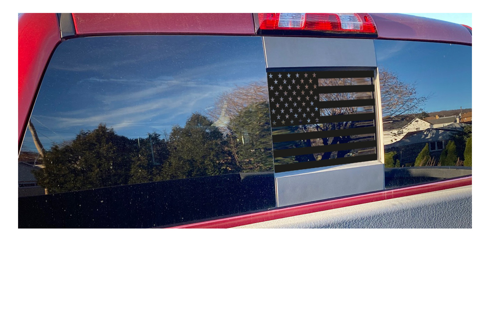 Chevrolet Silverado 1500 Matte Black Rear Window American Flag Decal