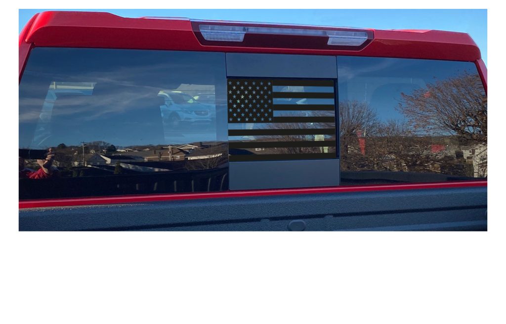 Chevrolet Silverado 1500 Matte Black Rear Window American Flag Decal