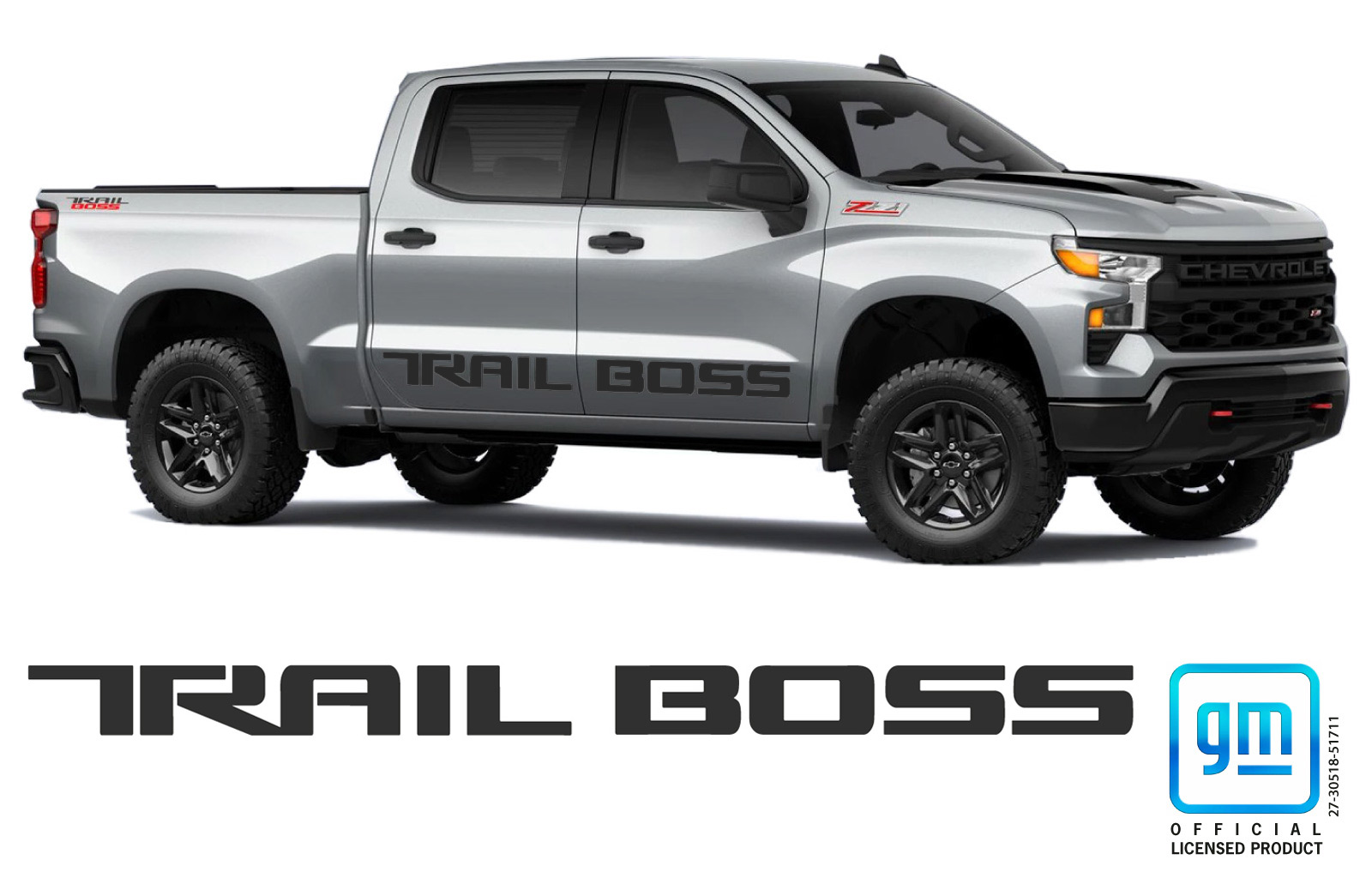 Chevrolet Silverado Matte Black TRAIL BOSS Body Side Decals Set of 2