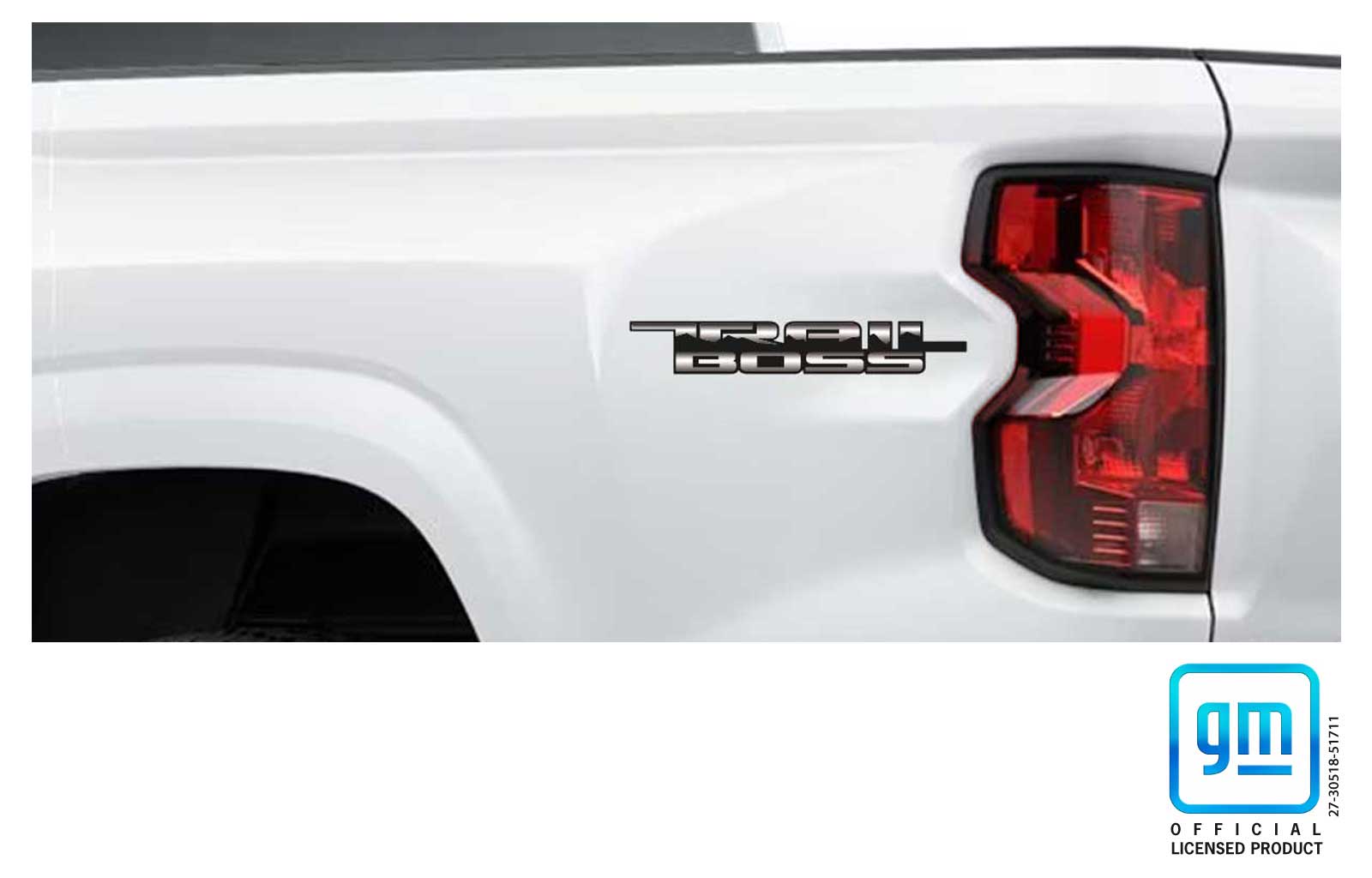 Chevrolet Colorado Silver Black TRAIL BOSS Bedside Decals Set of 2