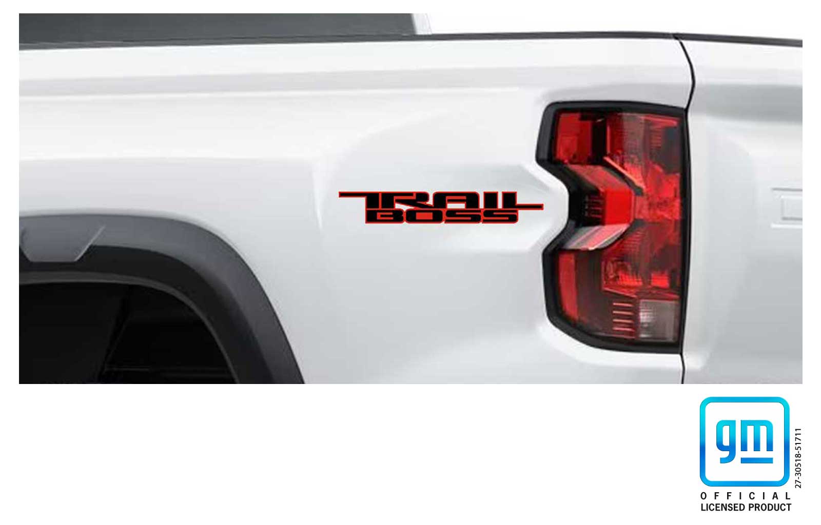 Chevrolet Colorado Black Red TRAIL BOSS Bedside Decals Set of 2