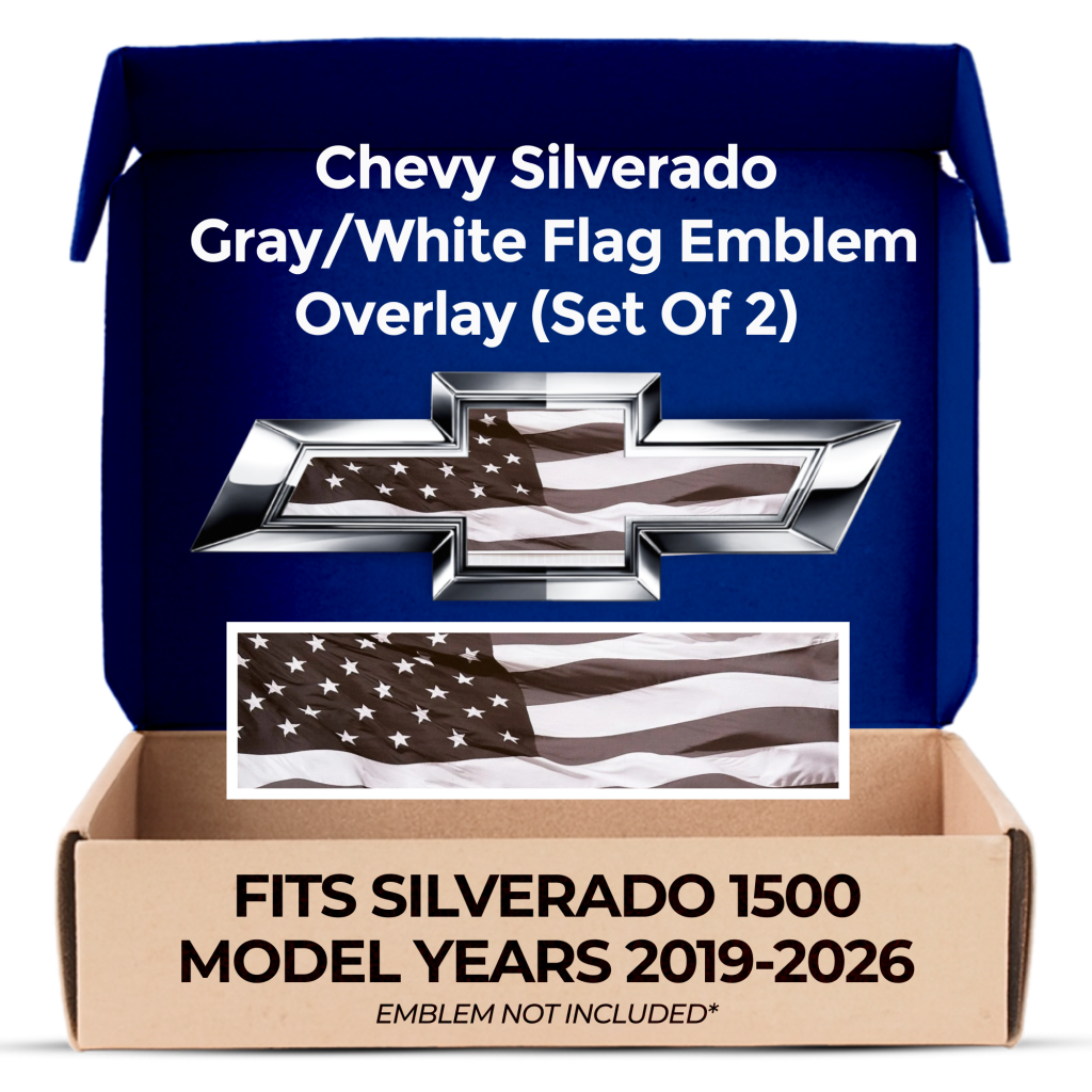 Chevrolet Silverado Black American Flag Grille Gate Bowtie Overlay Decals