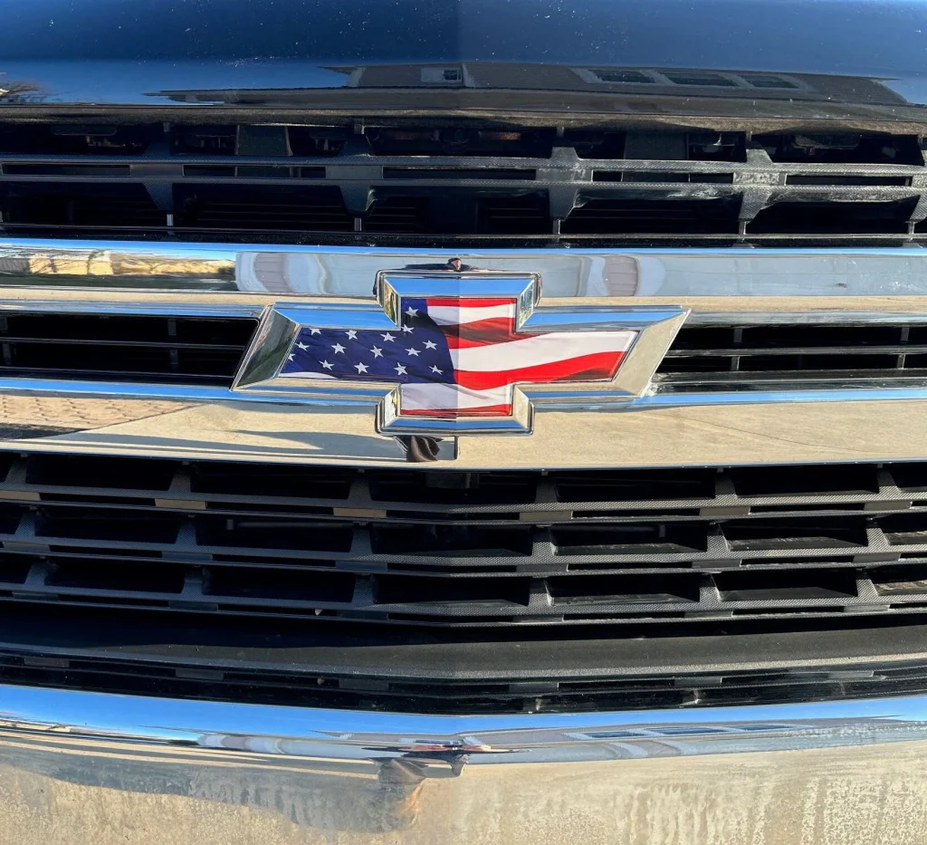 Chevrolet Silverado American Flag Grille Tailgate Bowtie Overlay Decals Set of 2
