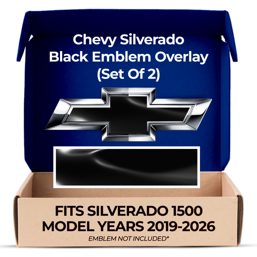 Chevrolet Silverado Gloss Black Grille Tailgate Bowtie Overlay Decals Set of 2