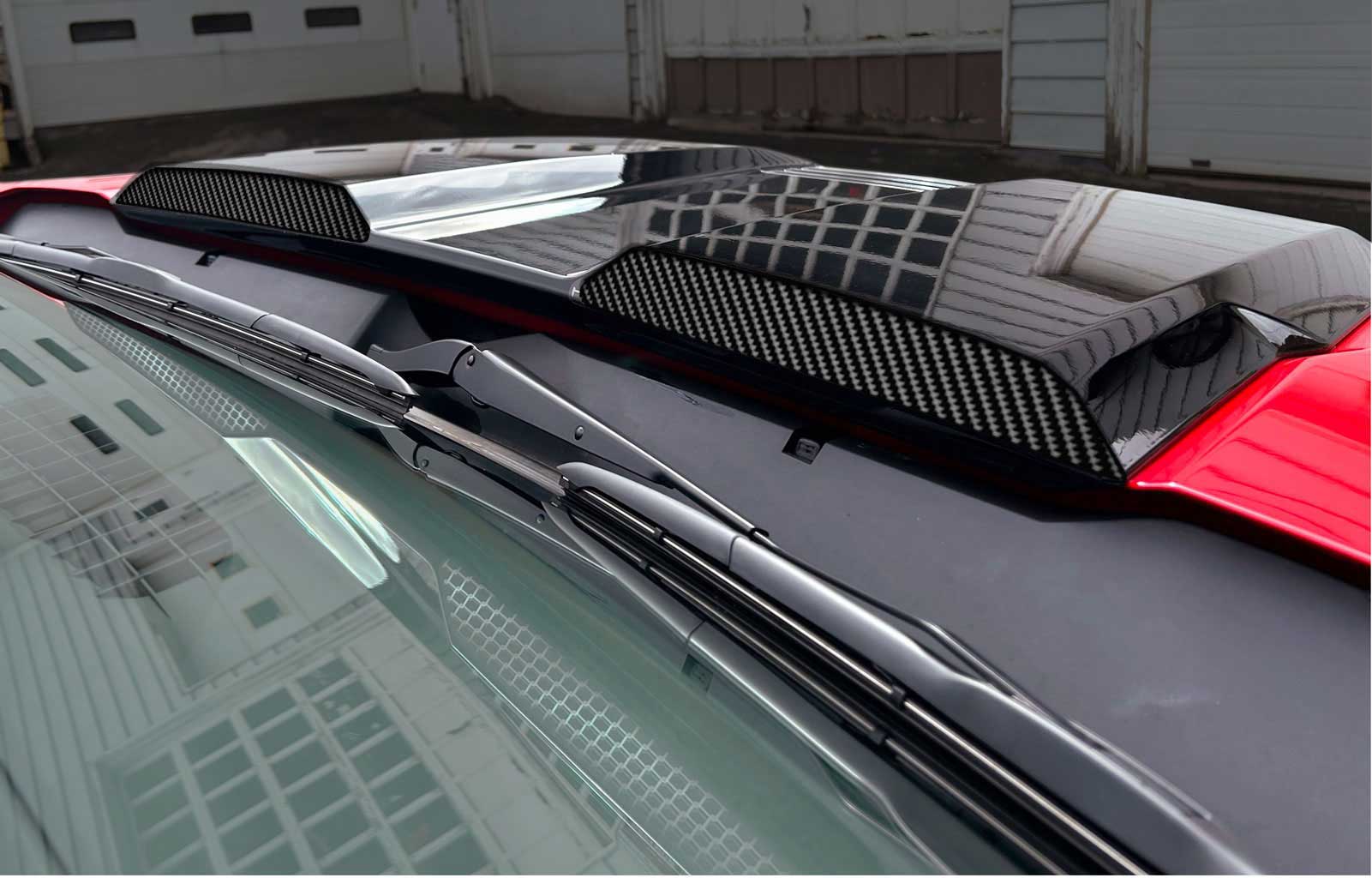 Chevrolet Silverado Carbon Fiber Trail Boss ZR2 Rear Hood Scoop Decals Set of 2