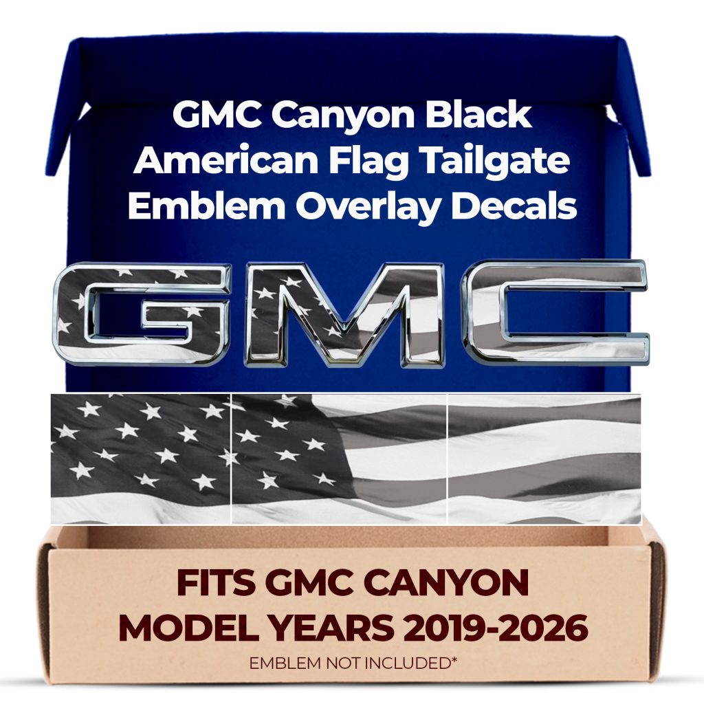 GMC Canyon Black American Flag Tailgate GMC Emblem Overlay Decals