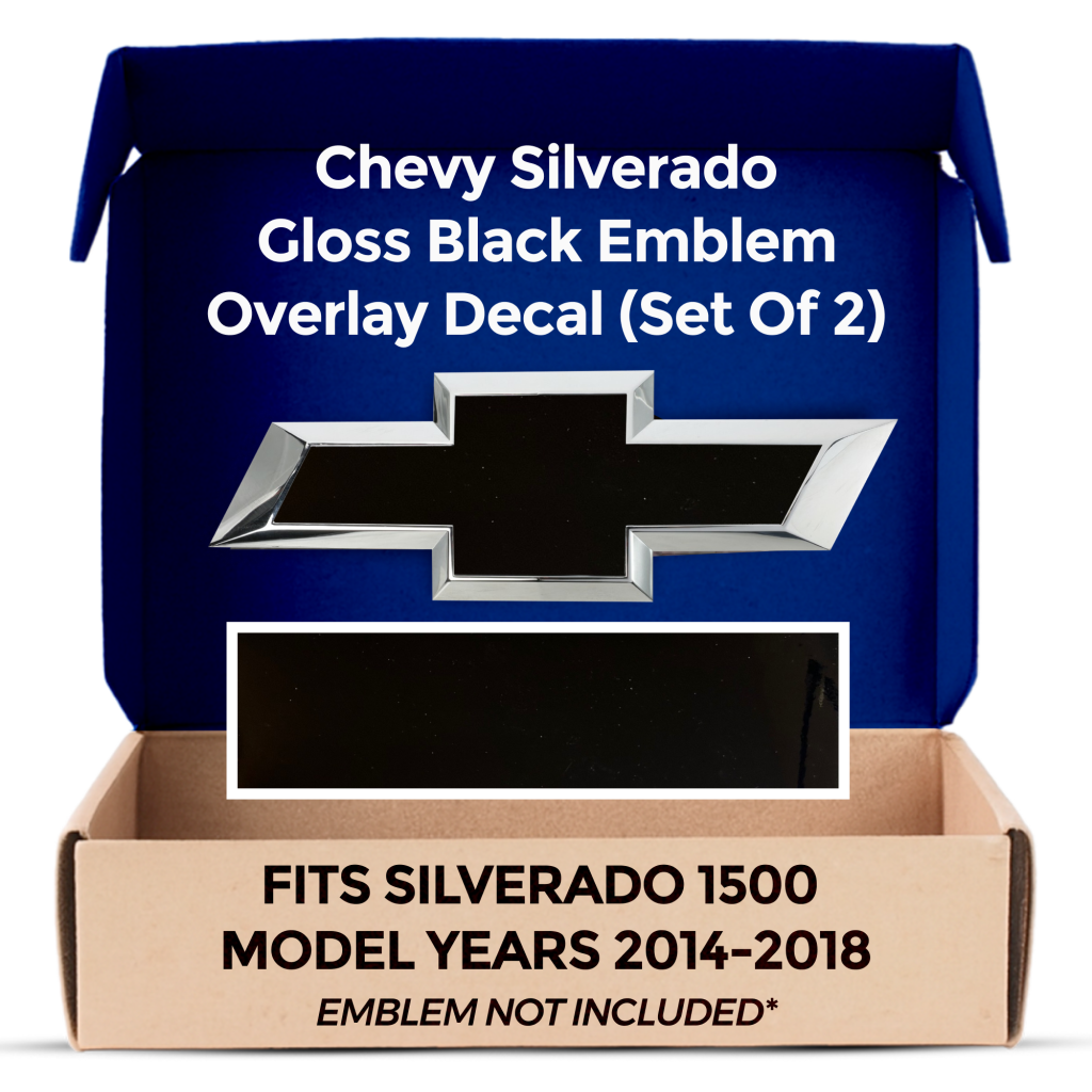 Chevrolet Silverado Black (Blackout) Grille Tailgate Bowtie Overlay Decals Set of 2