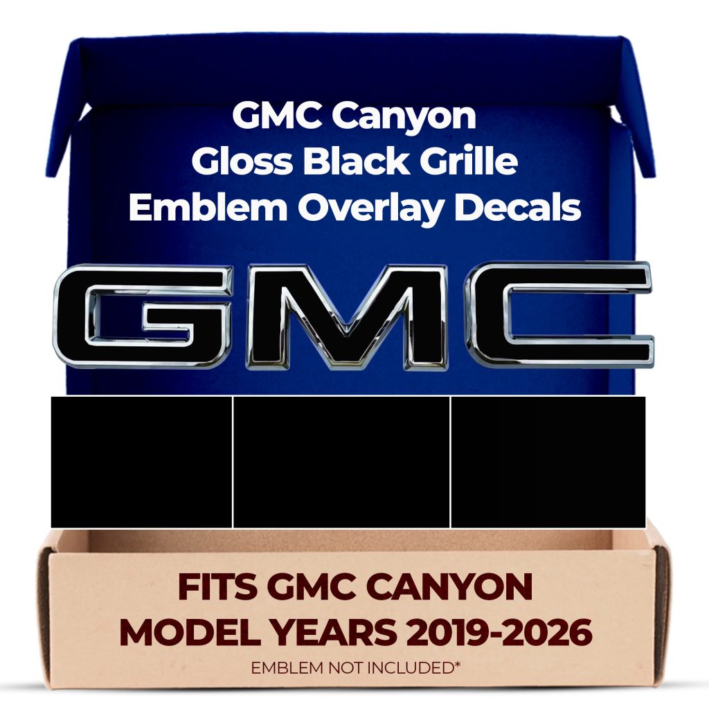 GMC Canyon Gloss Black (Blackout) Grille GMC Emblem Overlay Decals